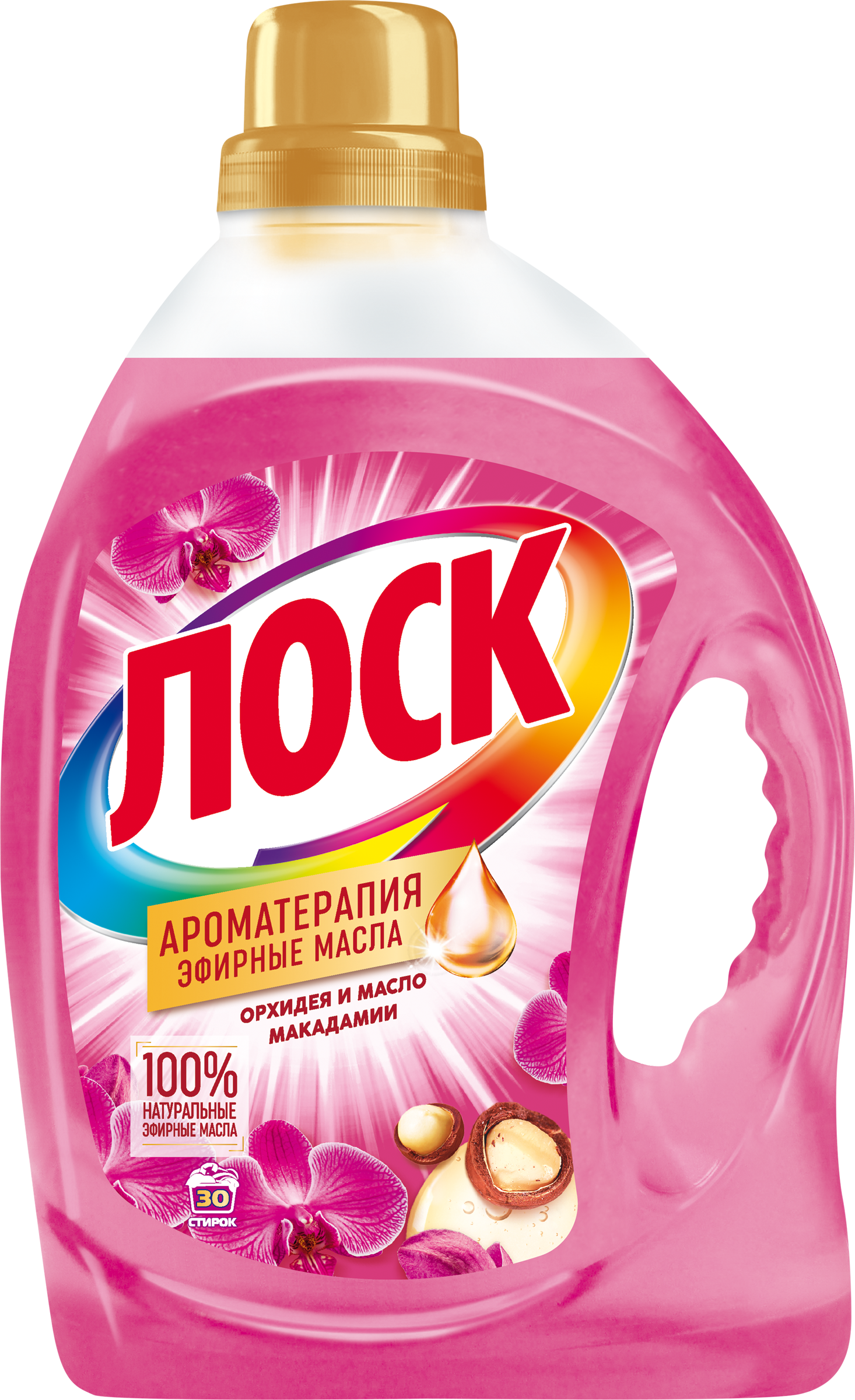 Изображение товара Гель для стирки ЛОСК Ароматерапия Орхидея и масло макадамии 2.19л натуральный аромат