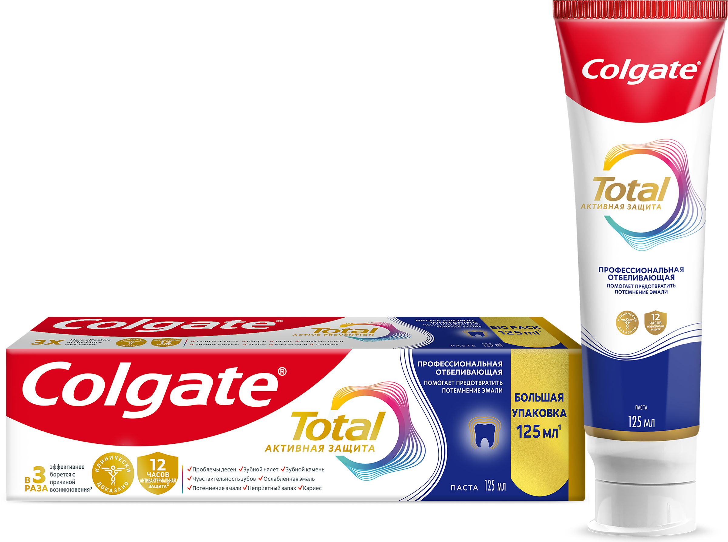 Изображение товара Зубная паста COLGATE Total 12 отбеливающая с цинком 125мл для защиты и ухода Изображение товара Зубная паста COLGATE Total 12 отбеливающая с цинком 125мл для защиты и ухода