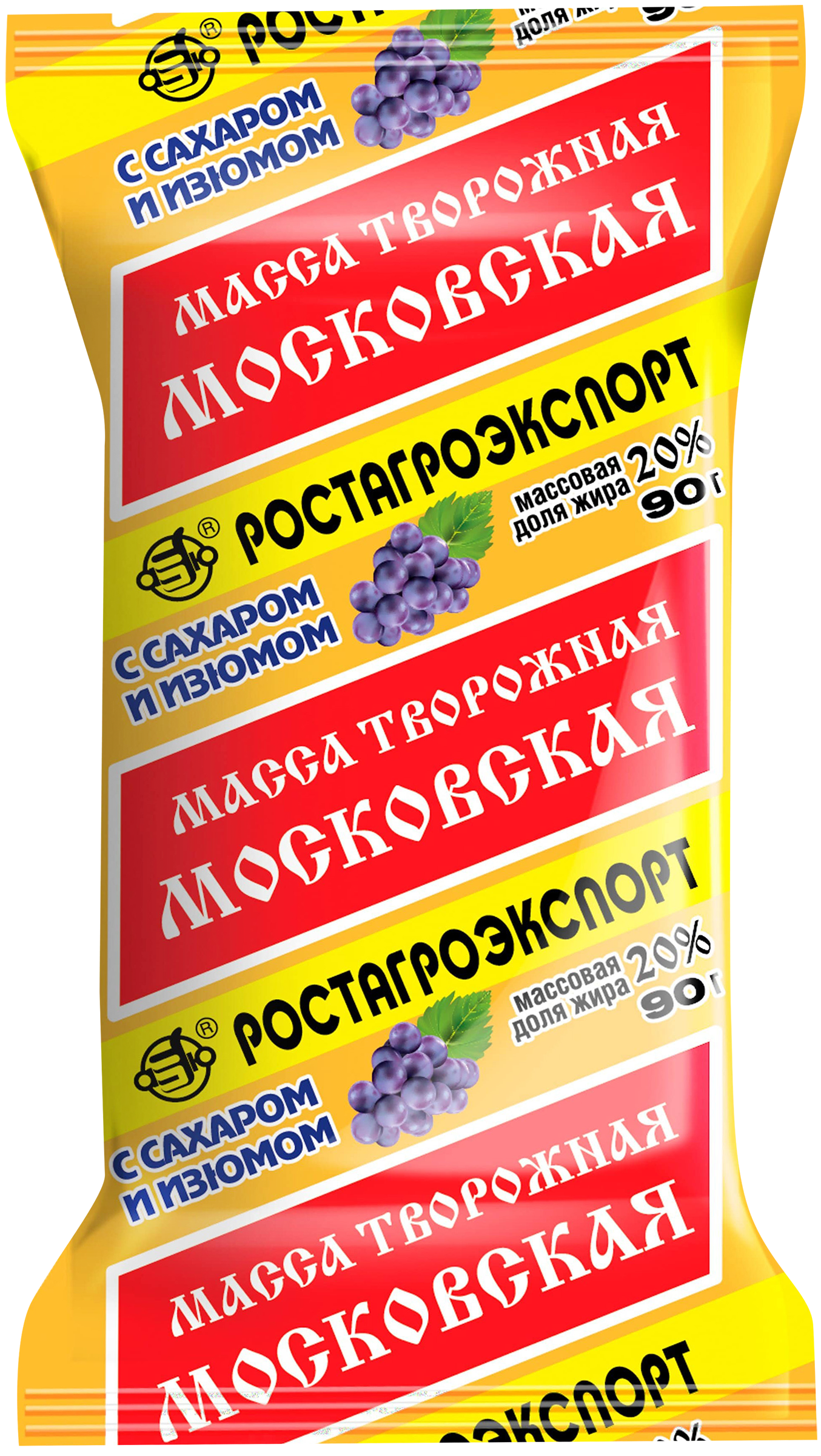 Изображение товара Масса творожная РОСТАГРОЭКСПОРТ с сахаром и изюмом 20% 180г Изображение товара Масса творожная РОСТАГРОЭКСПОРТ с сахаром и изюмом 20% 180г