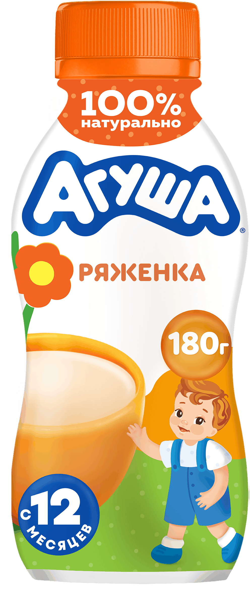 Изображение товара Детская ряженка АГУША 3, 2% - натуральный кисломолочный напиток для малышей