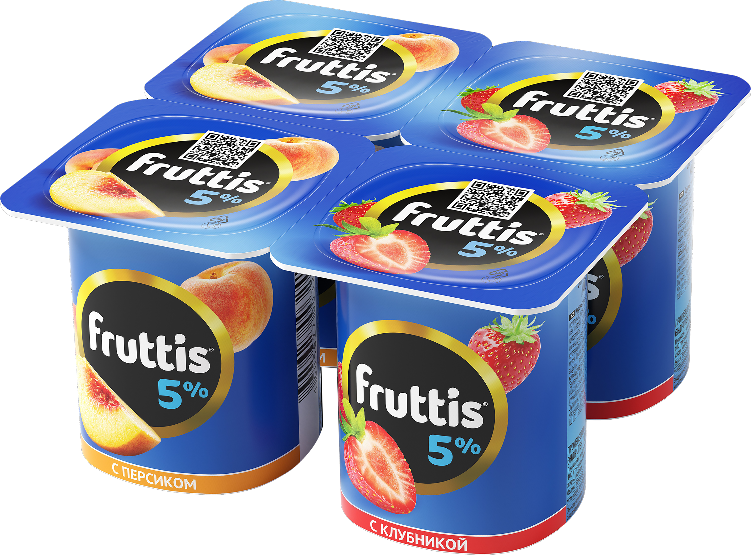 Изображение товара Продукт йогуртный FRUTTIS Клубника/Персик 5%, без змж, 115г Изображение товара Продукт йогуртный FRUTTIS Клубника/Персик 5%, без змж, 115г