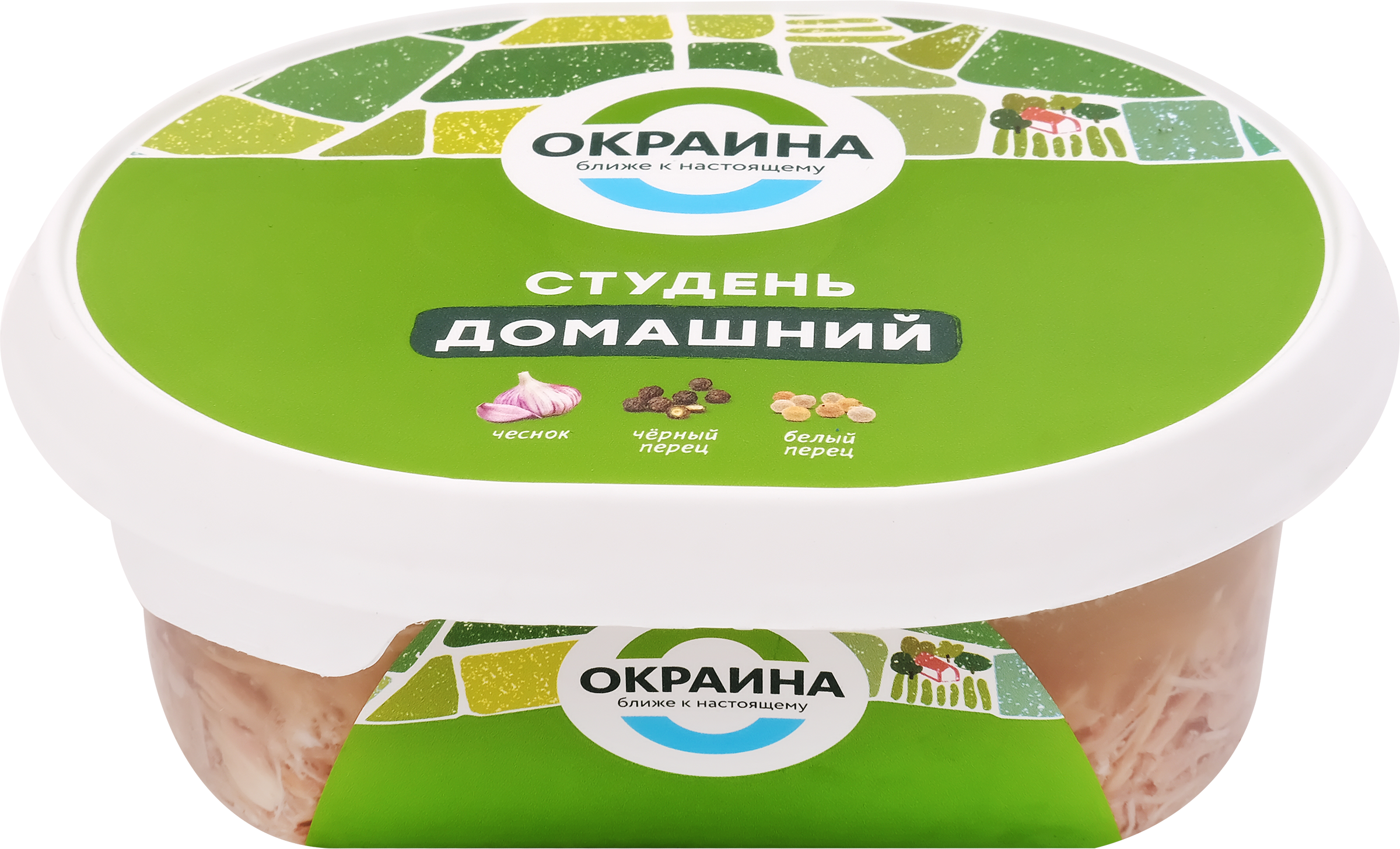 Изображение товара Студень ОКРАИНА Домашний 300г классический свиной с говядиной Россия Изображение товара Студень ОКРАИНА Домашний 300г классический свиной с говядиной Россия