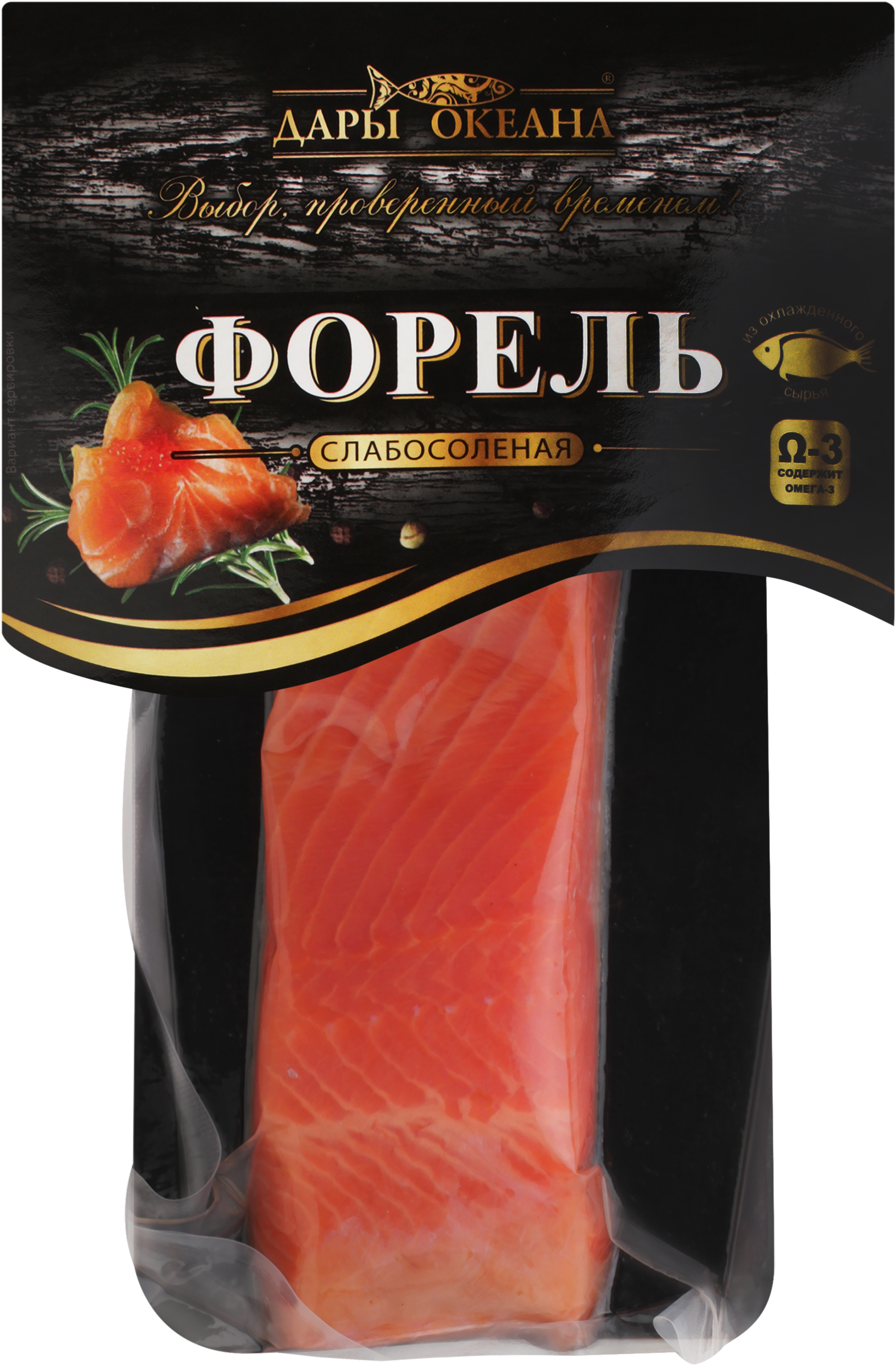 Изображение товара Форель слабосоленая ДАРЫ ОКЕАНА филе-кусок с кожей 150г Изображение товара Форель слабосоленая ДАРЫ ОКЕАНА филе-кусок с кожей 150г