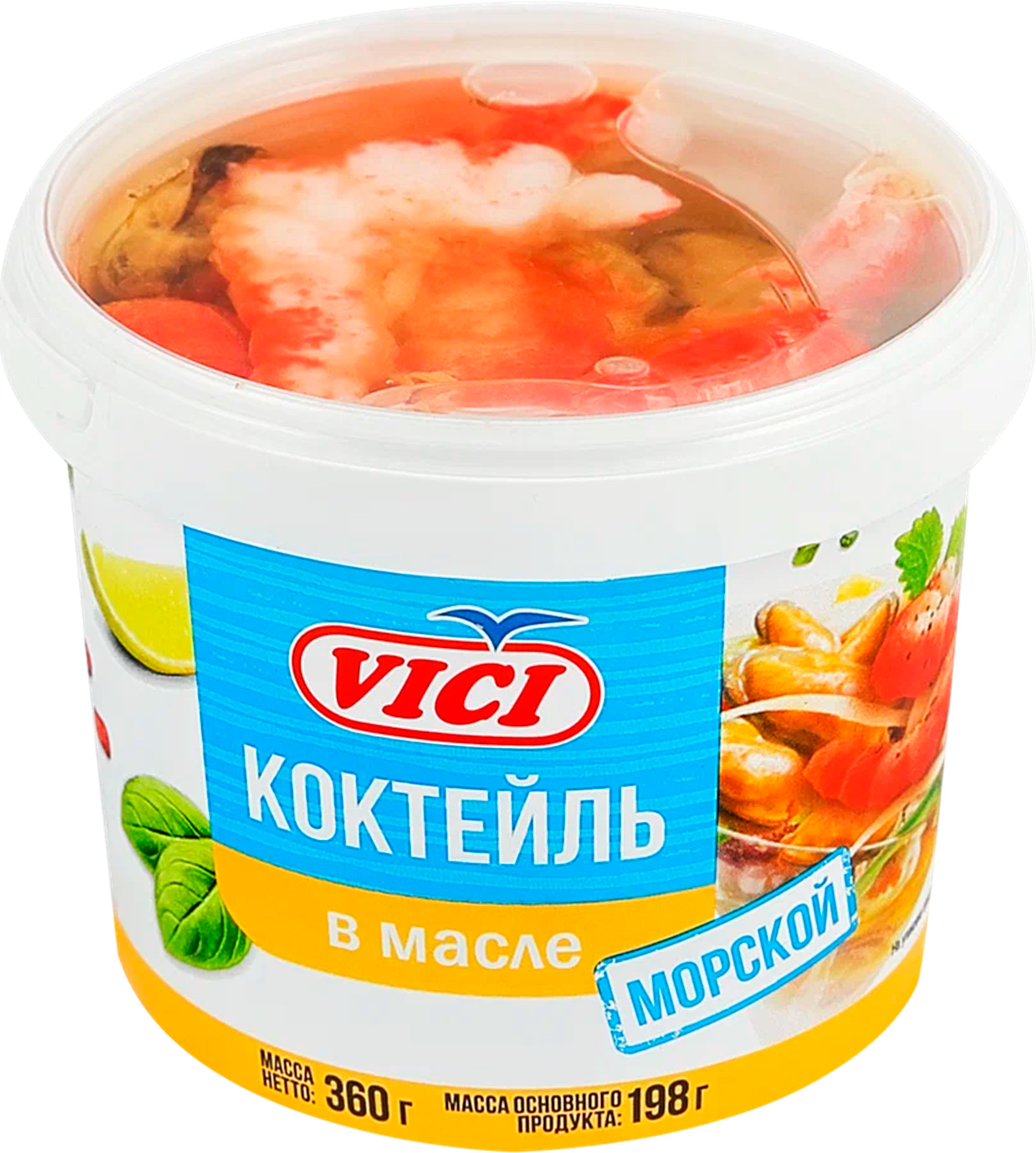 Изображение товара Коктейль из морепродуктов VICI Морской с креветками в масле 360г