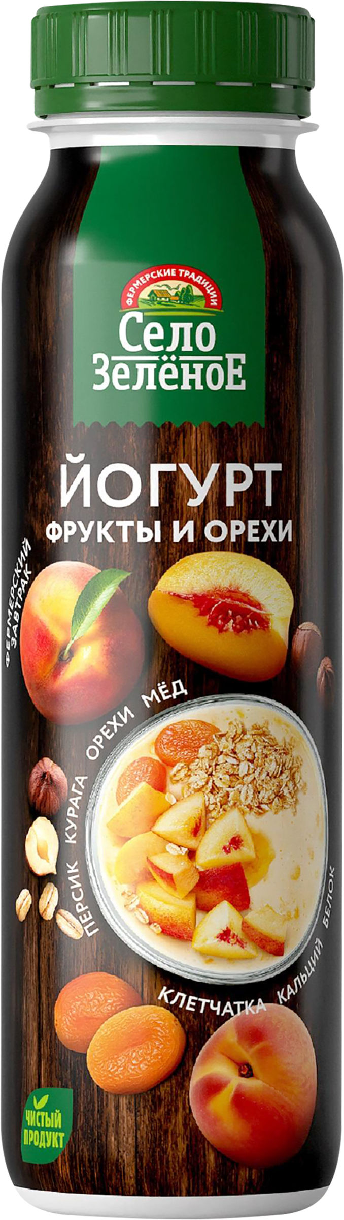 Изображение товара Йогурт питьевой СЕЛО ЗЕЛЁНОЕ Персик, курага, орехи, мед 2,5%, без змж, 260г Изображение товара Йогурт питьевой СЕЛО ЗЕЛЁНОЕ Персик, курага, орехи, мед 2,5%, без змж, 260г
