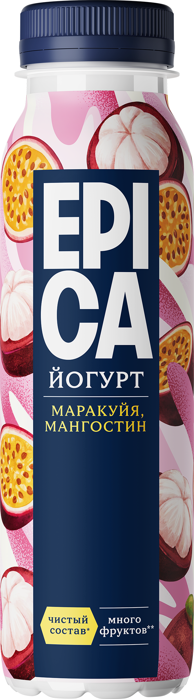 Изображение товара Йогурт питьевой EPICA с маракуйей и мангостином 2,5% - натуральный бодрящий напиток