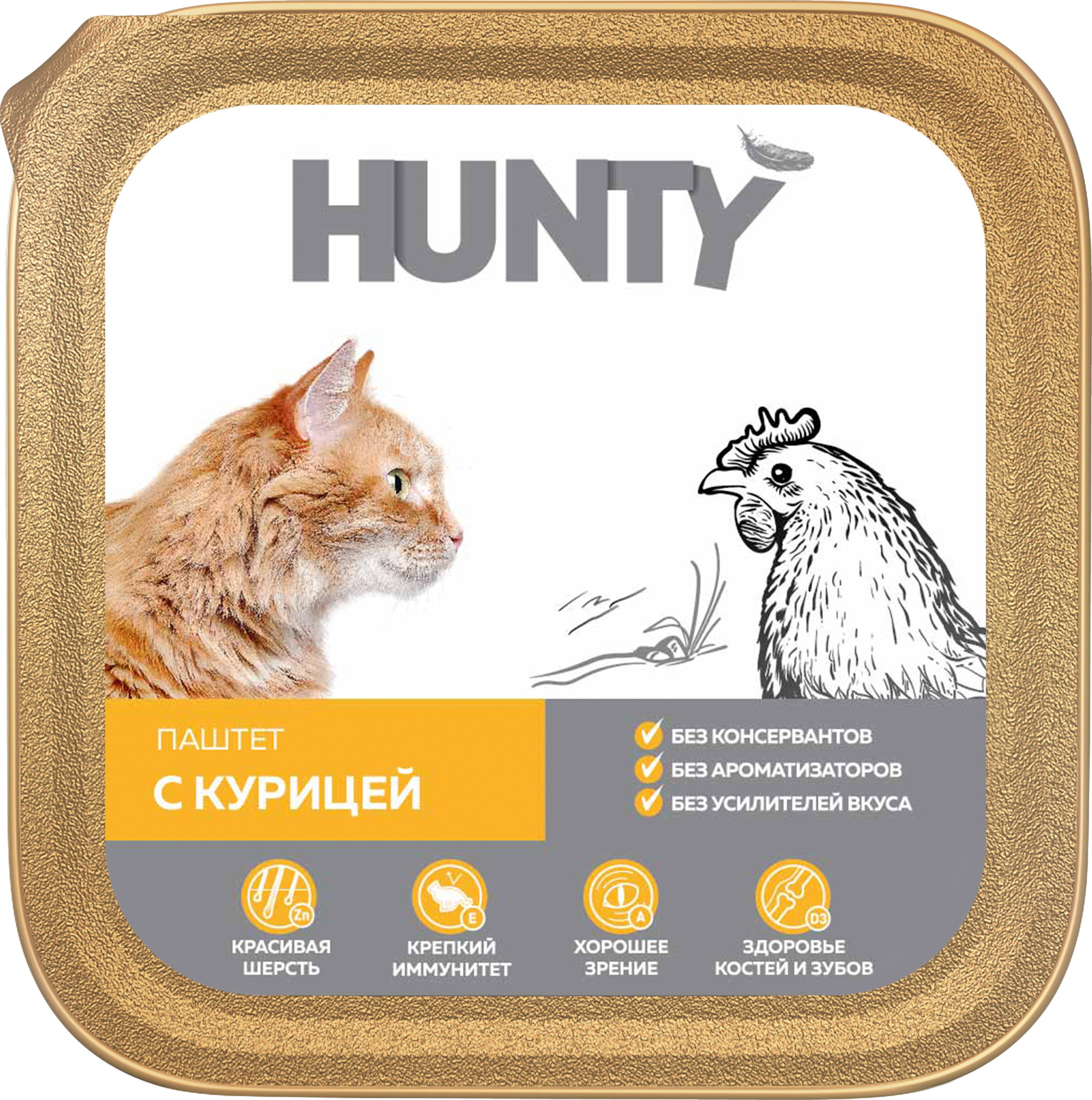 Изображение товара Консервированный корм для кошек паштет с курицей 100г HUNTY