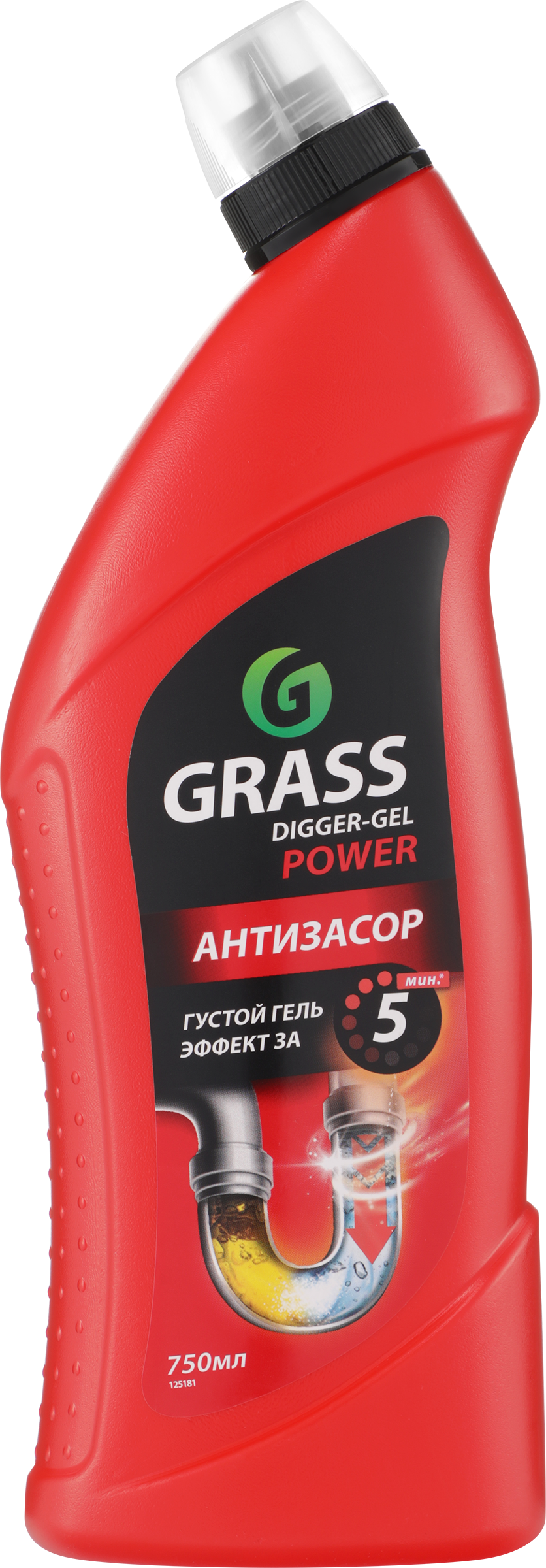 Изображение товара Средство для прочистки канализационных труб GRASS Digger-gel щелочное 750мл Изображение товара Средство для прочистки канализационных труб GRASS Digger-gel щелочное 750мл