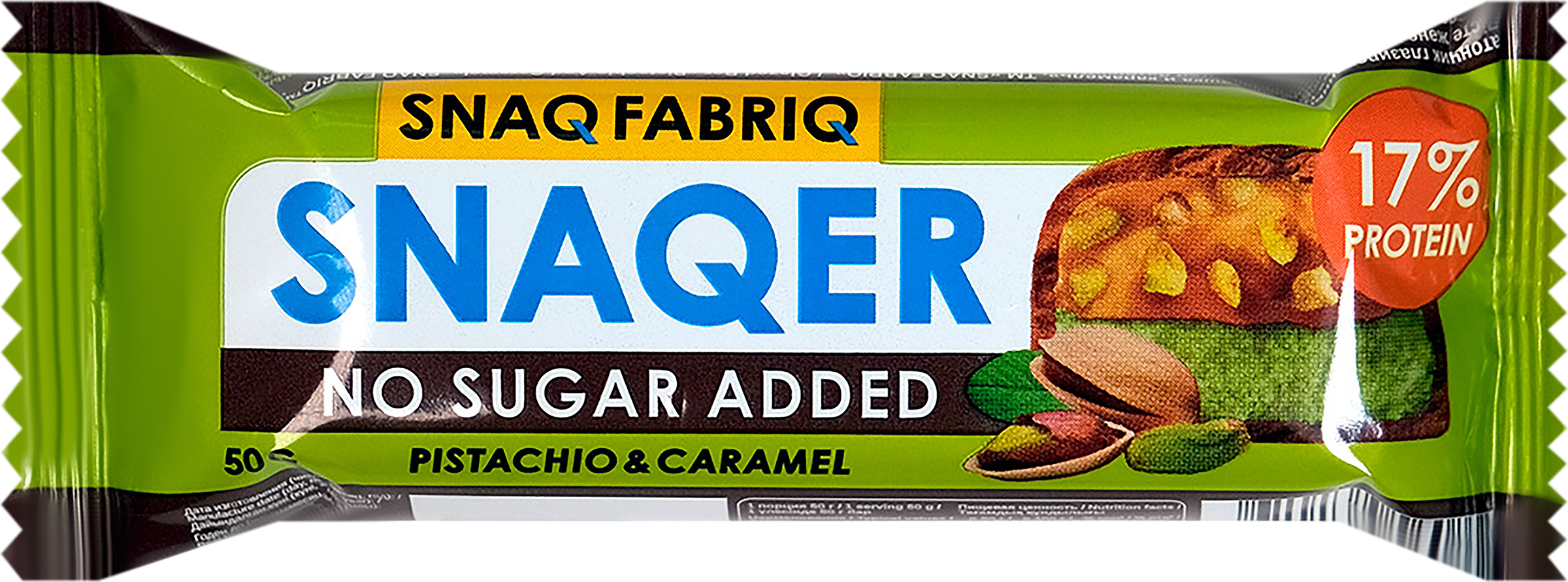 Изображение товара Батончик SNAQ FABRIQ Фисташка и карамель глазированный 50г Изображение товара Батончик SNAQ FABRIQ Фисташка и карамель глазированный 50г