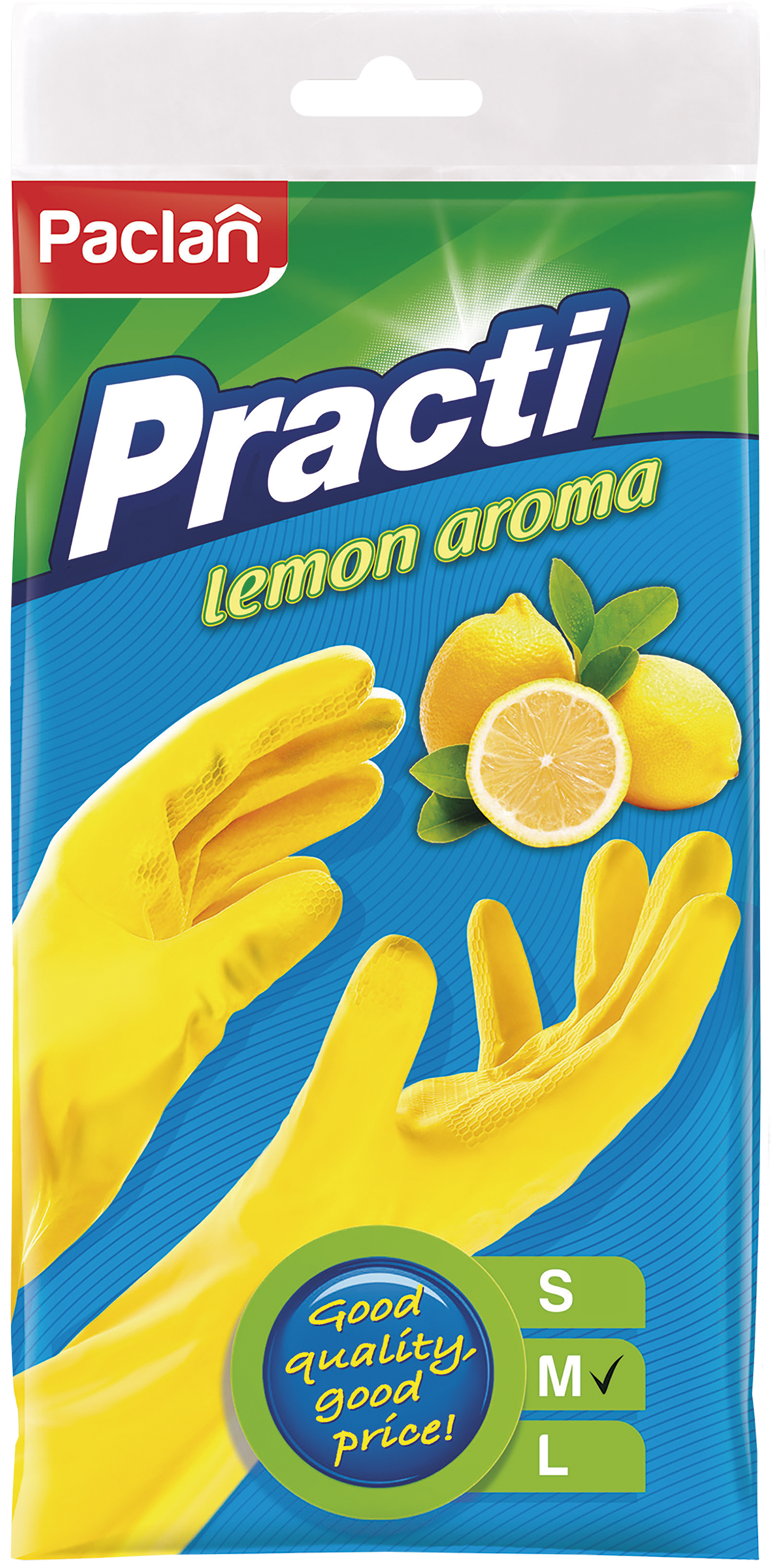 Изображение товара Перчатки хозяйственные PACLAN Practi, с ароматом лимона, размер M, резиновые, желтые Изображение товара Перчатки хозяйственные PACLAN Practi, с ароматом лимона, размер M, резиновые, желтые