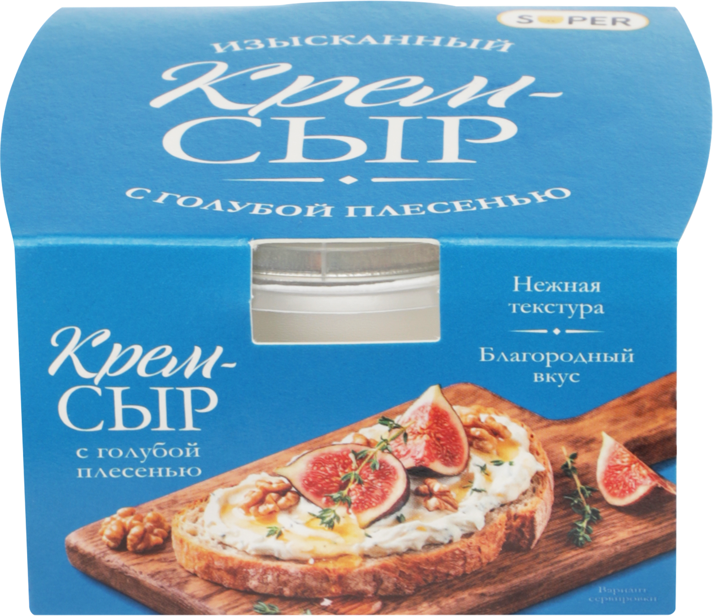 Изображение товара Крем-сыр SUPER с голубой плесенью 65%, без змж, 80г Изображение товара Крем-сыр SUPER с голубой плесенью 65%, без змж, 80г