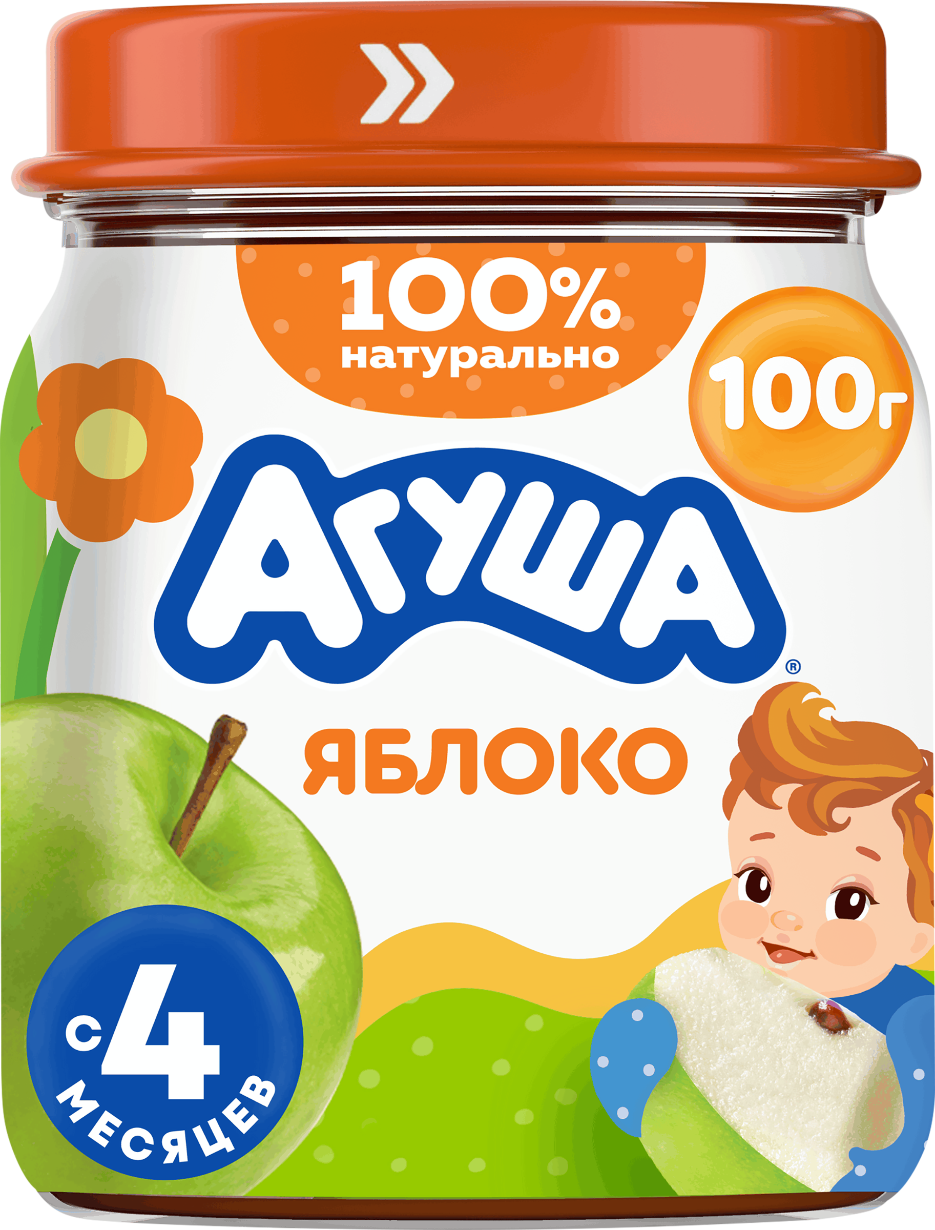 Изображение товара Пюре фруктовое детское АГУША Яблоко, с 4 месяцев, 100г