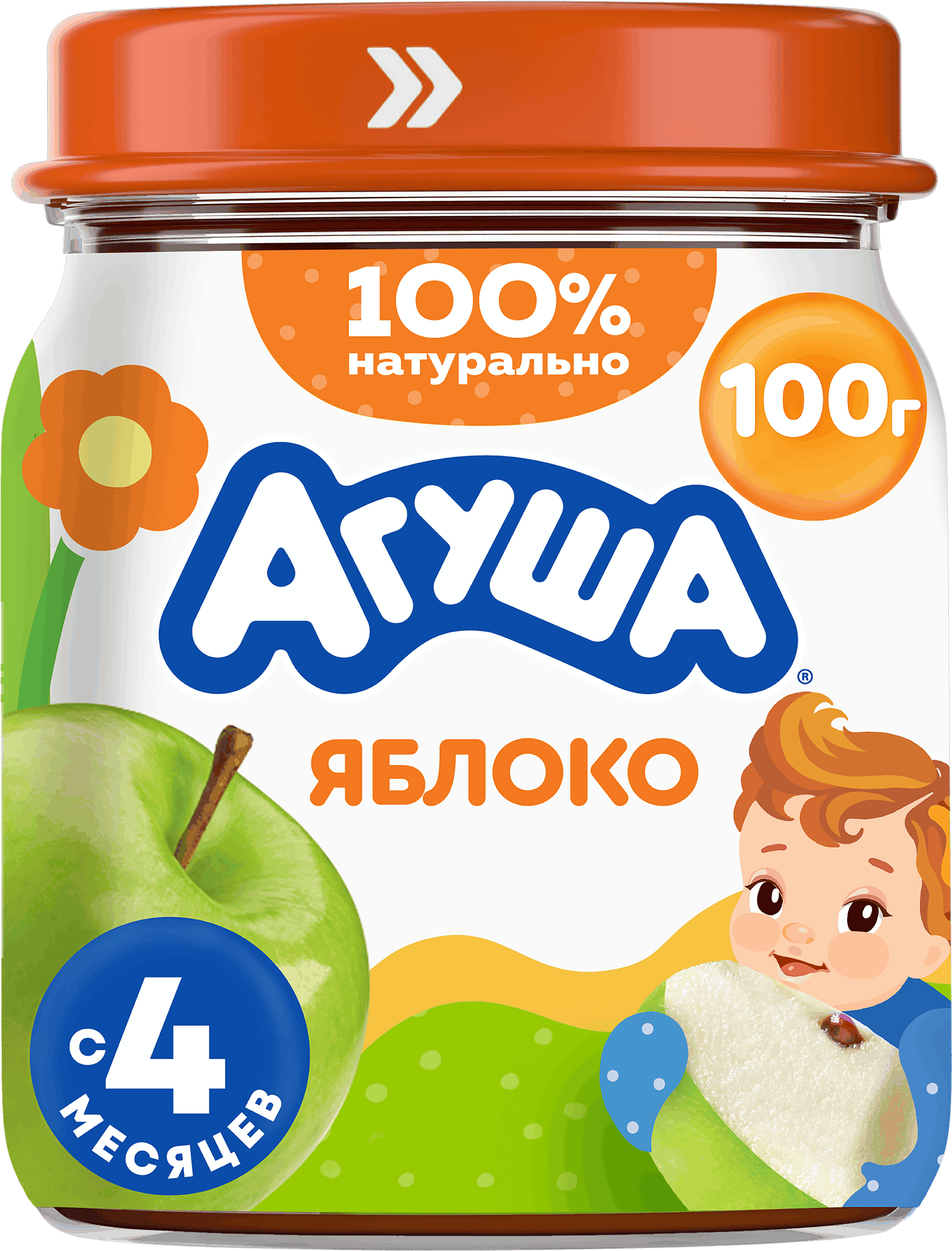 Изображение товара Пюре фруктовое детское АГУША Яблоко, с 4 месяцев, 100г Изображение товара Пюре фруктовое детское АГУША Яблоко, с 4 месяцев, 100г