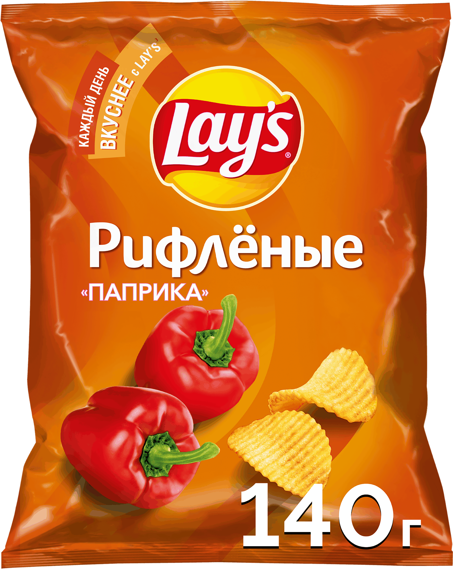 Изображение товара Чипсы картофельные LAY'S Паприка Рифленые 140г - насыщенный острый вкус и хрустящая текстура
