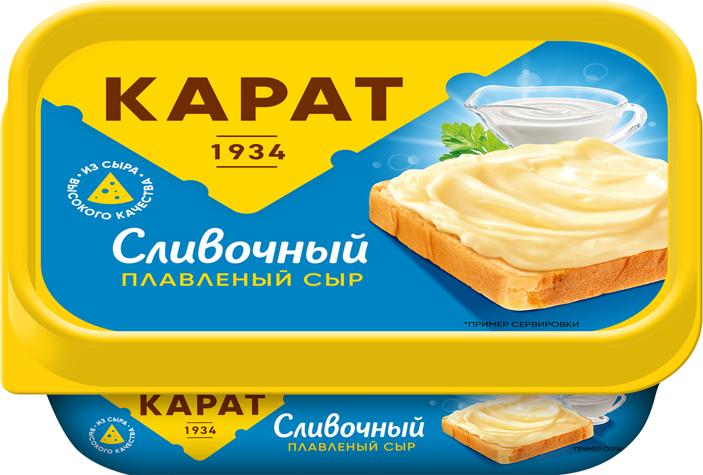 Изображение товара Плавленый сливочный сыр КАРАТ 45%, мягкий и насыщенный вкус, 200 г