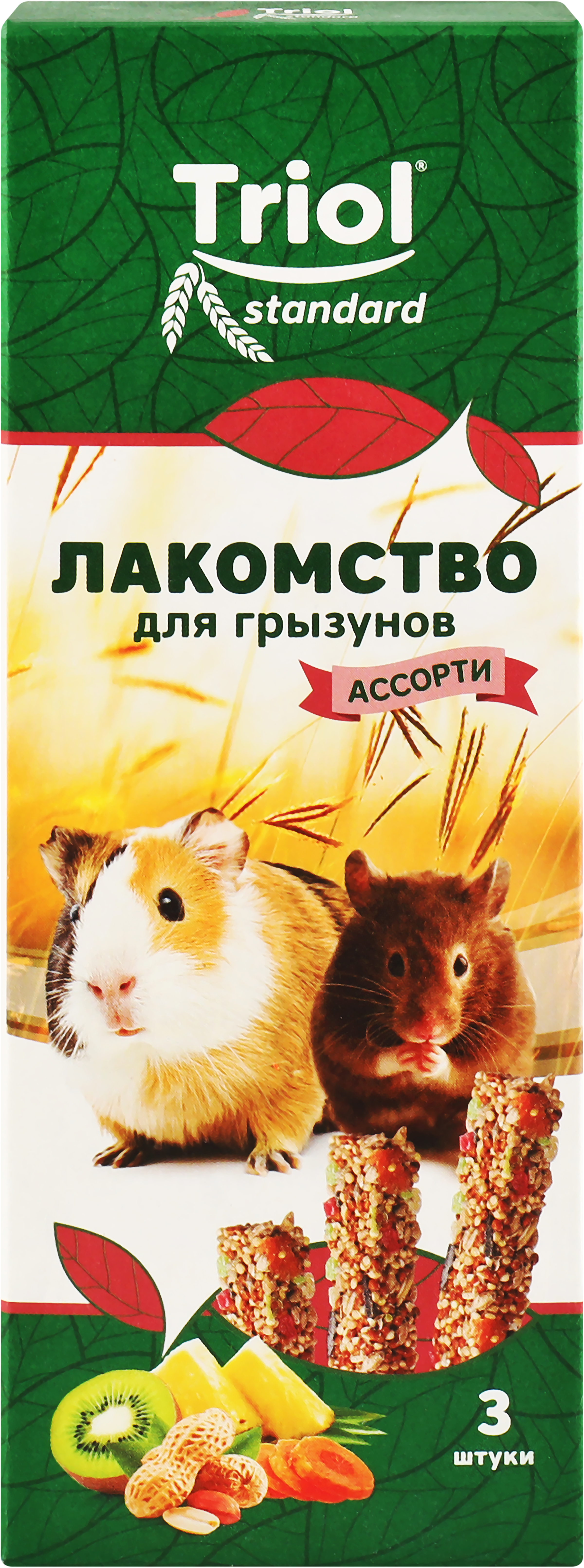 Изображение товара Лакомство для грызунов TRIOL Standard Ассорти с фруктами и орехами, 75г