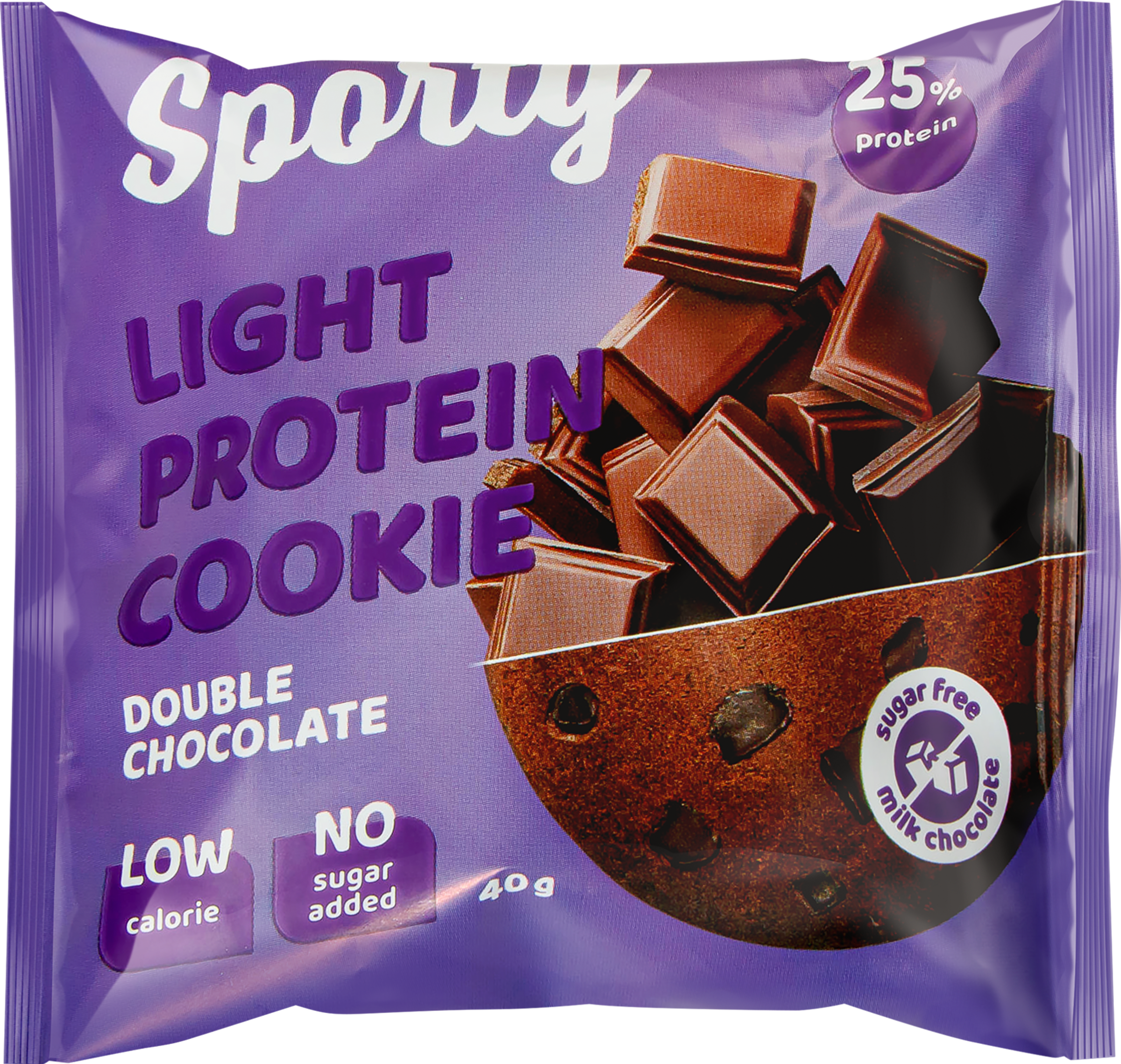 Изображение товара Протеиновое печенье SPORTY Double Chocolate без сахара 40г Изображение товара Протеиновое печенье SPORTY Double Chocolate без сахара 40г