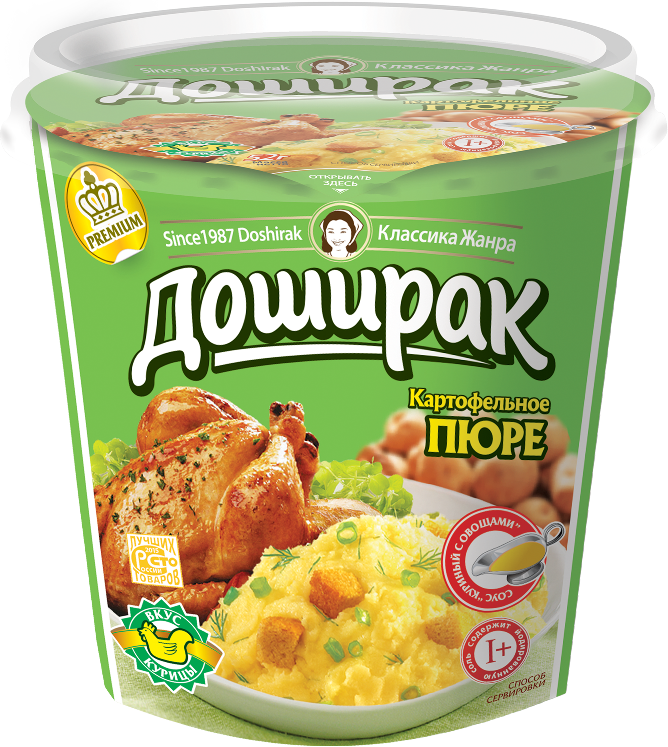 Изображение товара Пюре картофельное ДОШИРАК с соусом куриный с овощами 52г быстрого приготовления