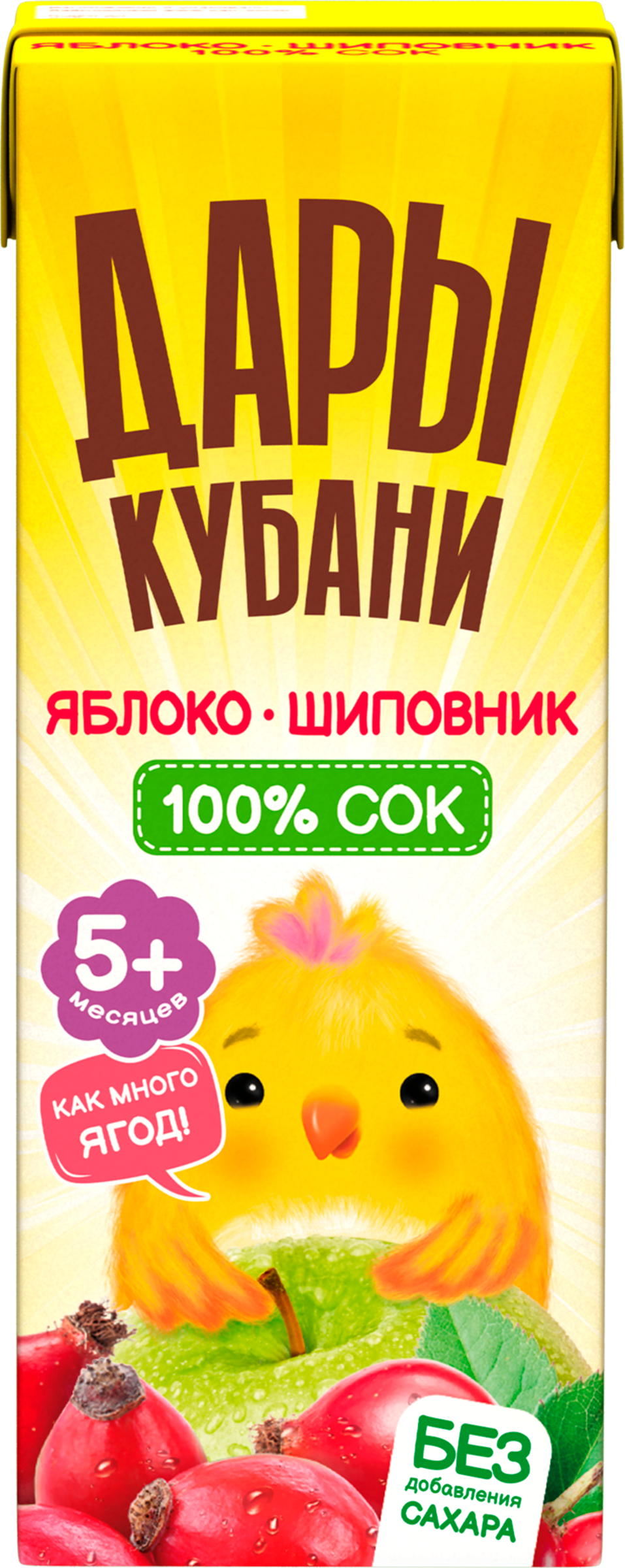 Изображение товара Сок фруктово-ягодный ДАРЫ КУБАНИ Яблоко и шиповник, с 5 месяцев, 200мл