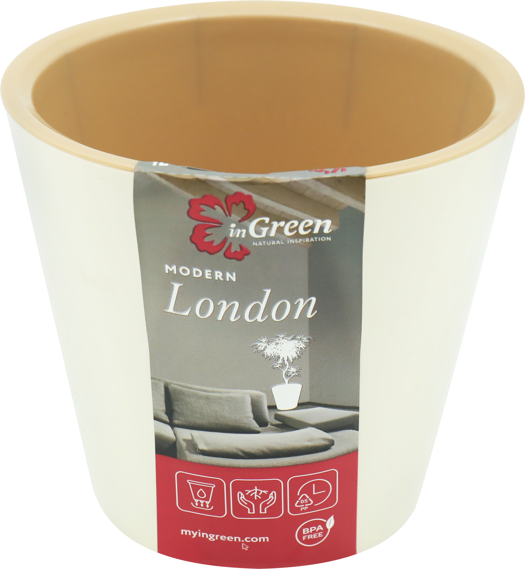 Изображение товара Горшок для цветов INGREEN London 1л d=12,5см сливочный в стиле современного дизайна