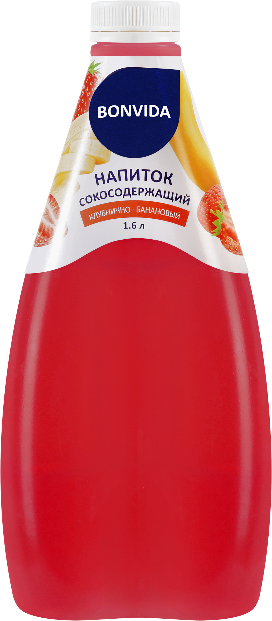 Изображение товара Напиток сокосодержащий BONVIDA Клубнично-банановый 1.6л освежающий фруктовый напиток Изображение товара Напиток сокосодержащий BONVIDA Клубнично-банановый 1.6л освежающий фруктовый напиток