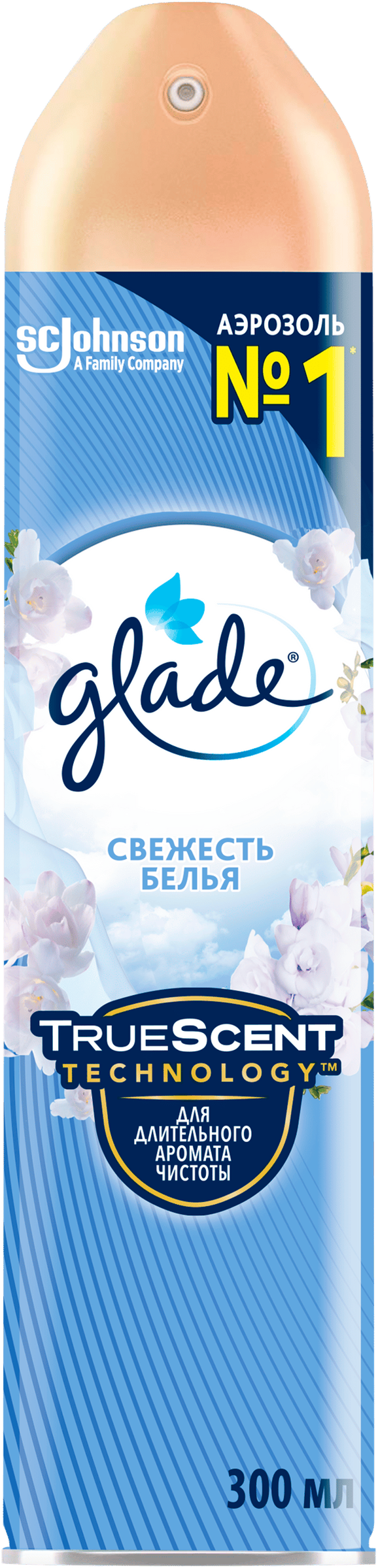 Изображение товара Освежитель воздуха GLADE Свежесть белья, 300мл Изображение товара Освежитель воздуха GLADE Свежесть белья, 300мл