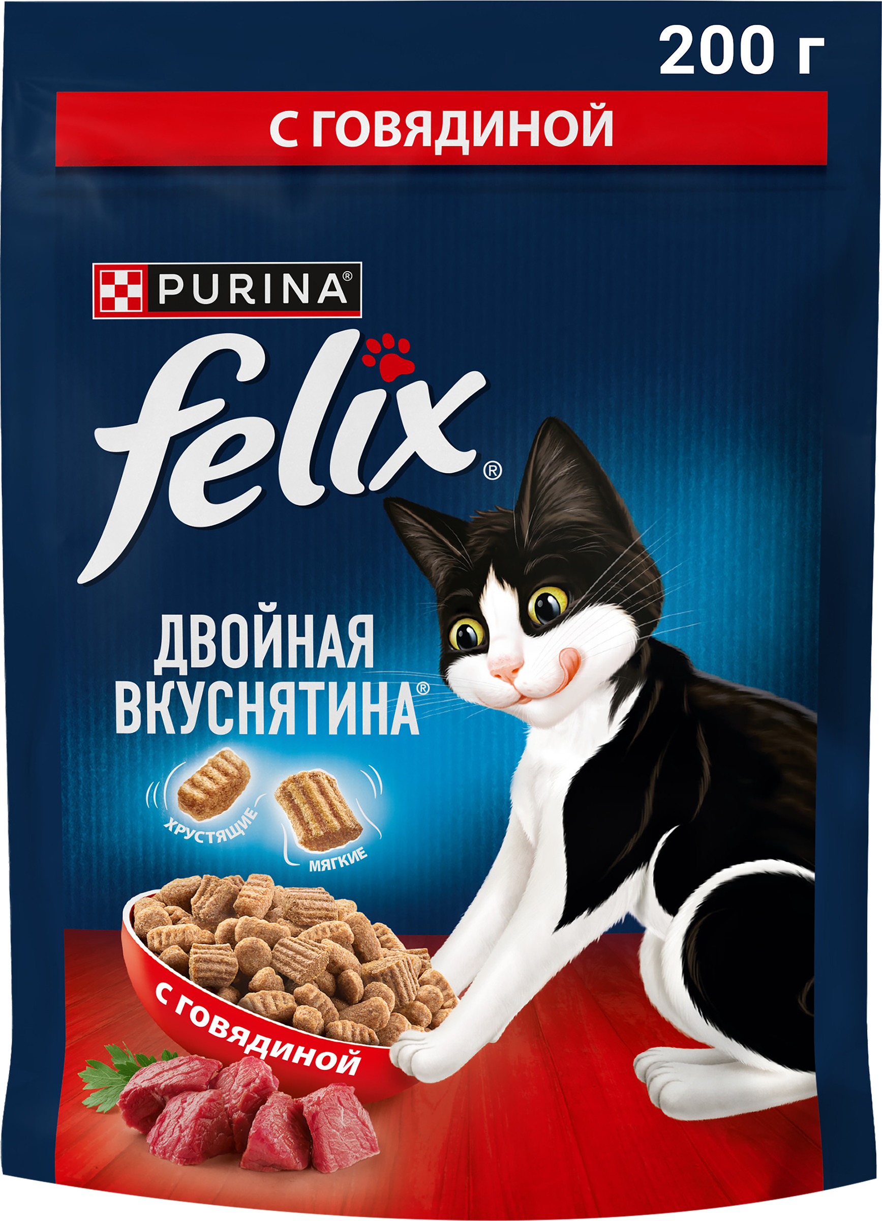 Изображение товара Корм для кошек FELIX Двойная Вкуснятина с мясом 200г