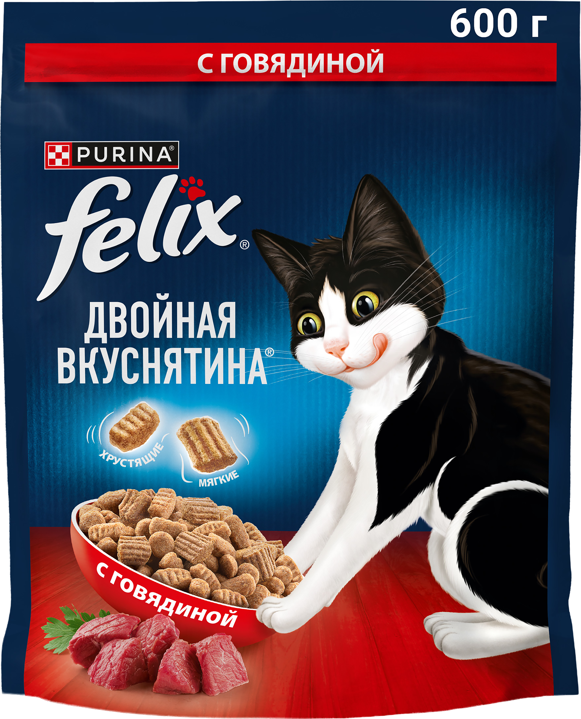 Изображение товара Корм FELIX Двойная Вкуснятина с мясом для взрослых кошек 600г
