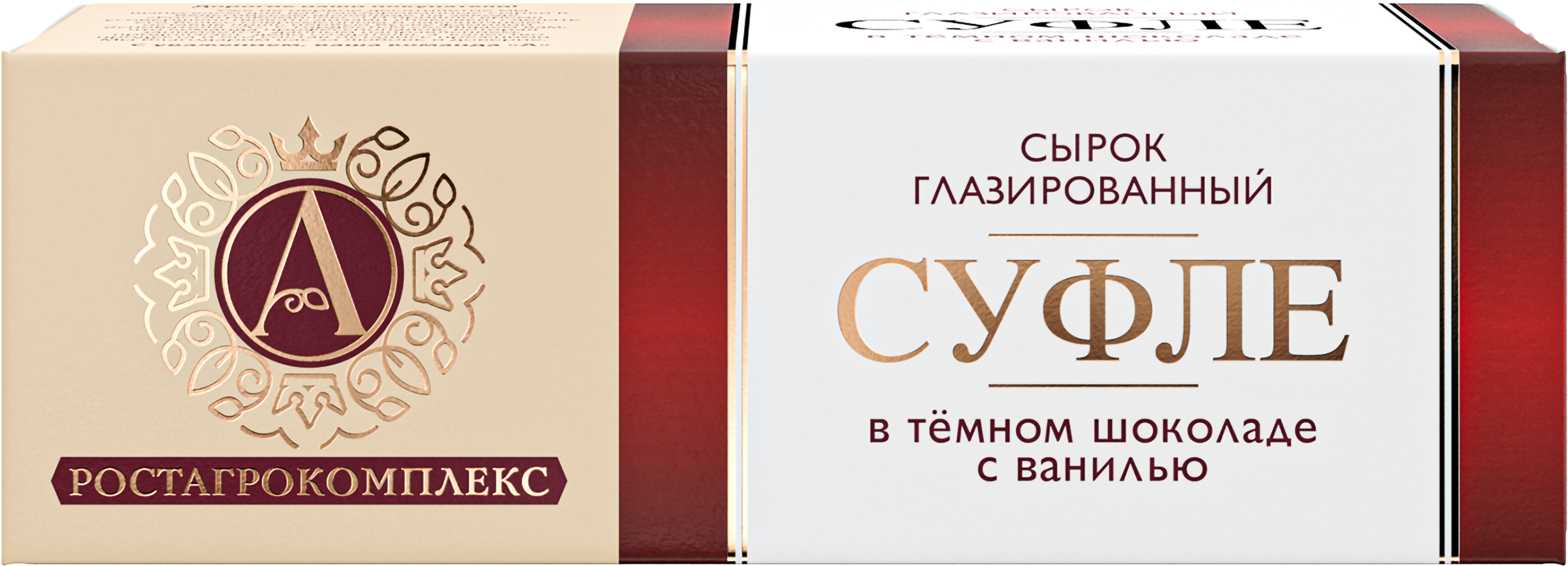 Изображение товара Сырок творожный глазированный А.РОСТАГРОКОМПЛЕКС Суфле с ванилью в темном шоколаде 15%, без змж, 40г