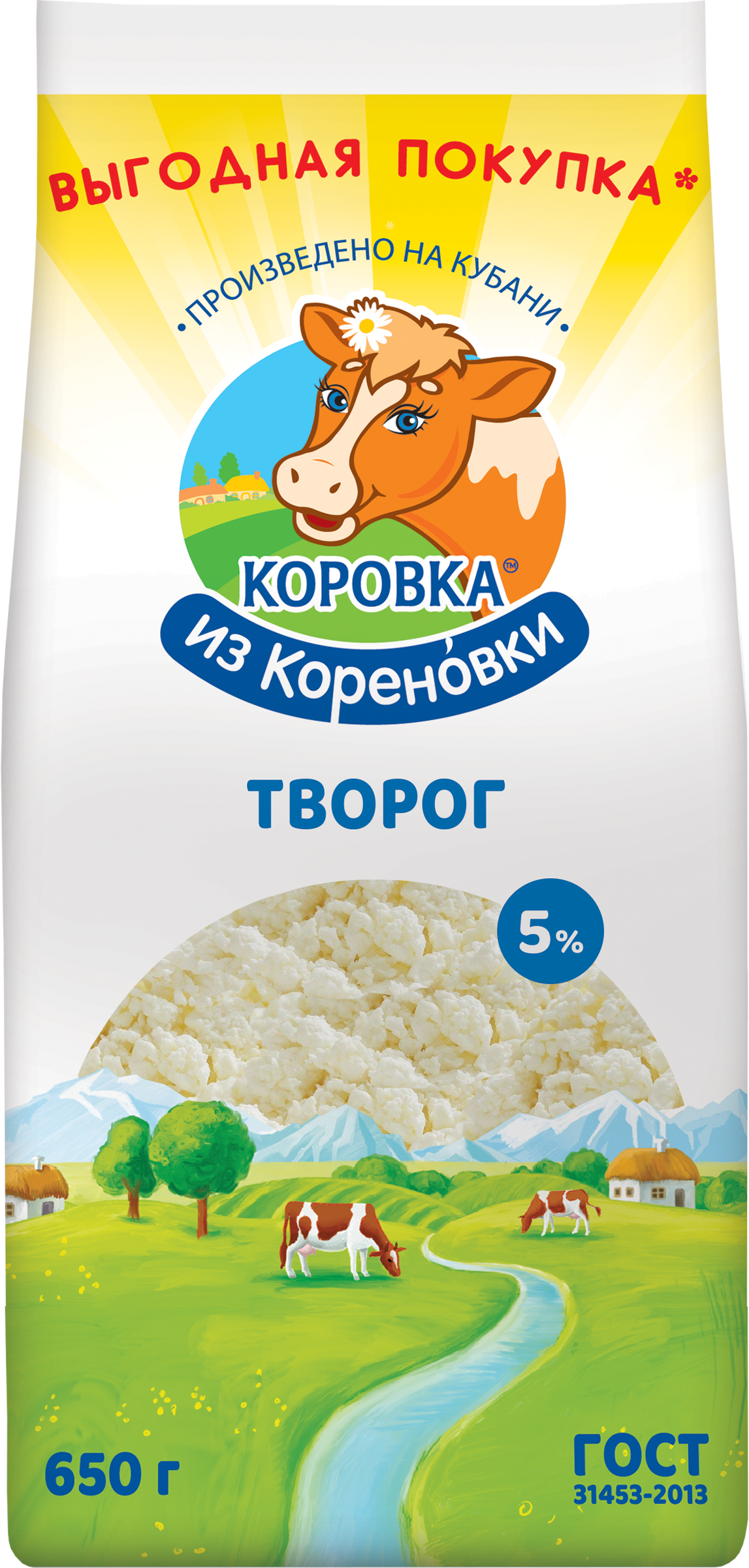 Изображение товара Творог КОРОВКА ИЗ КОРЕНОВКИ 5% без змж, 650г Россия Изображение товара Творог КОРОВКА ИЗ КОРЕНОВКИ 5% без змж, 650г Россия