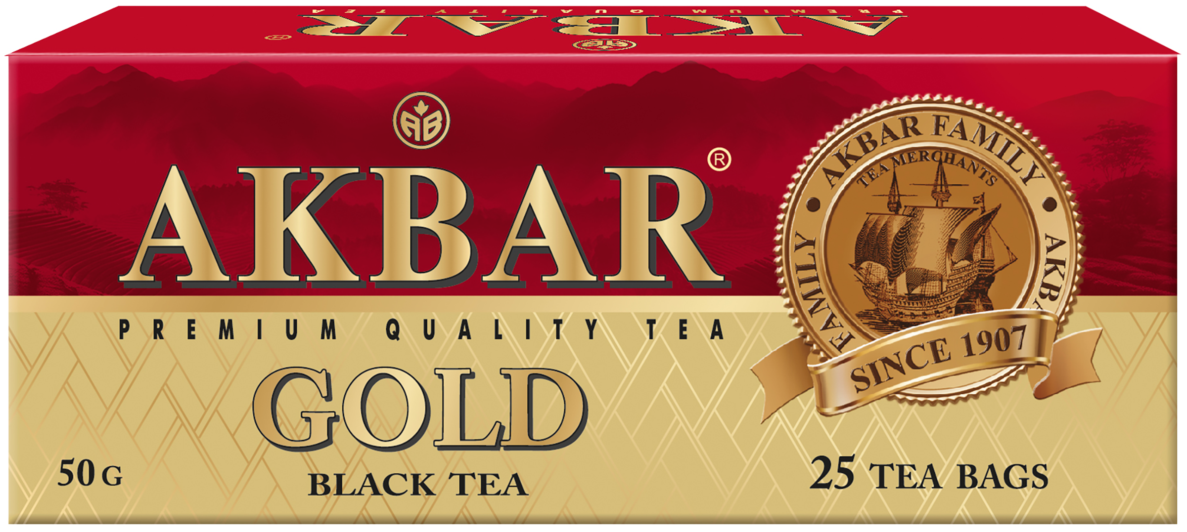 Изображение товара Чай черный AKBAR Gold байховый 25 пакетов - насыщенный аромат и вкус