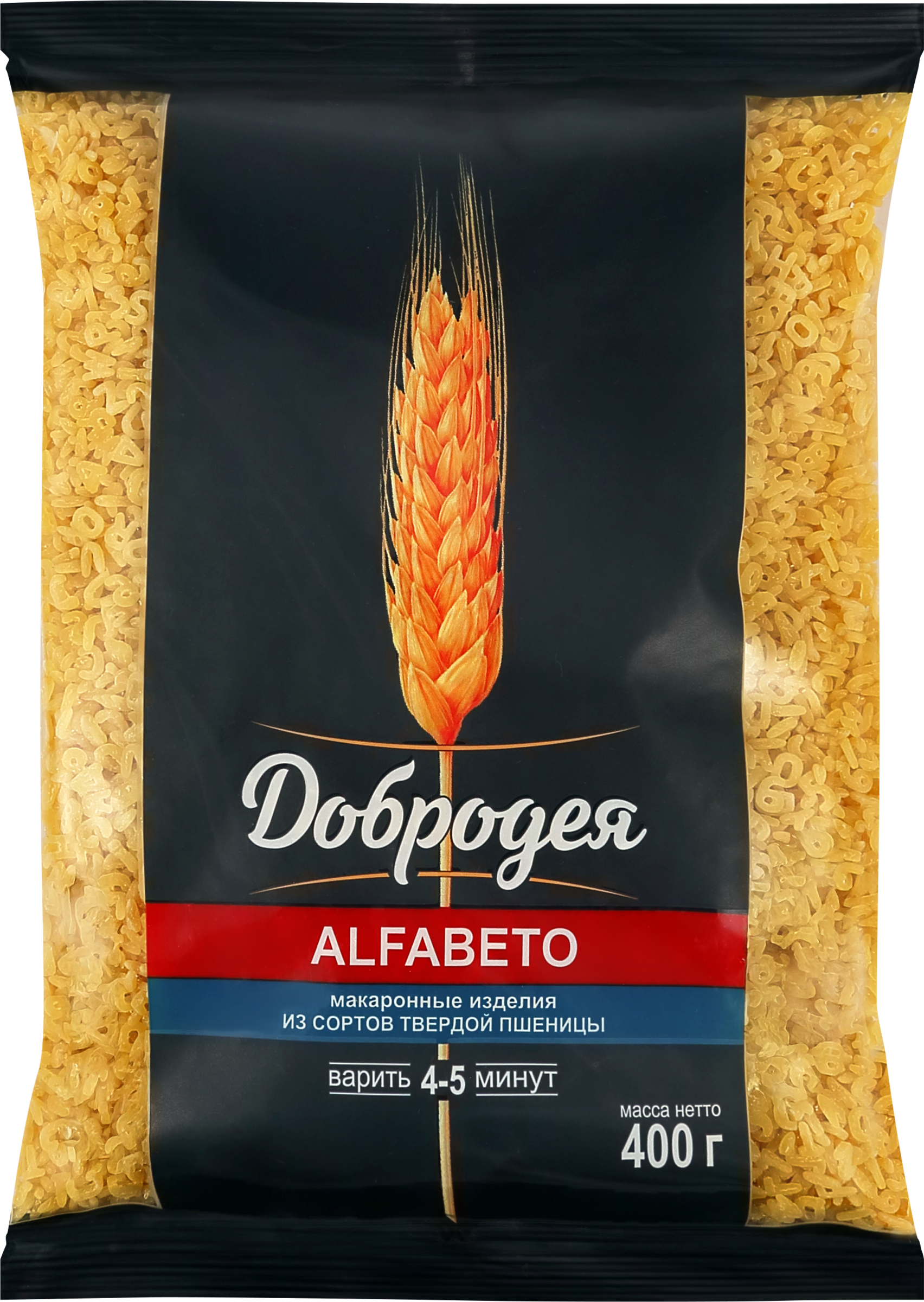 Изображение товара Макароны ДОБРОДЕЯ Alfabeto группа А высший сорт 400г - быстрое и вкусное блюдо из твердых сортов пш Изображение товара Макароны ДОБРОДЕЯ Alfabeto группа А высший сорт 400г - быстрое и вкусное блюдо из твердых сортов пш