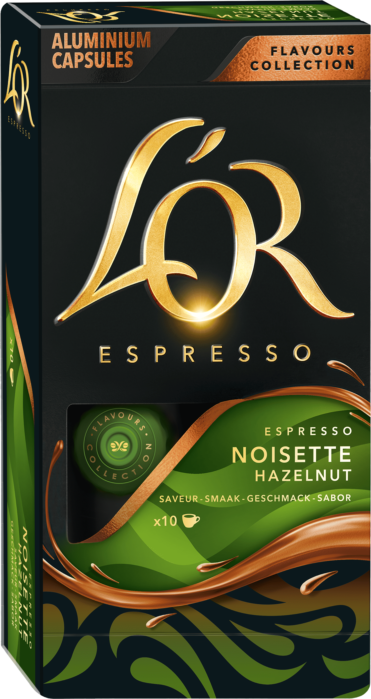Изображение товара Кофе молотый в капсулах L'OR Эспрессо Хазелнат, со вкусом фундука, натуральный жареный, 10кап