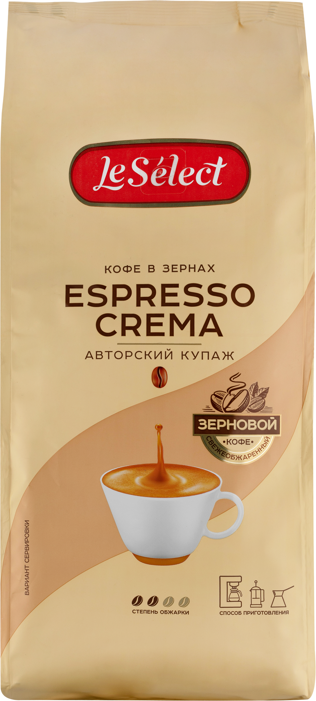 Изображение товара Кофе зерновой LE SELECT Espresso Crema жареный 1 кг для автоматических кофемашин Изображение товара Кофе зерновой LE SELECT Espresso Crema жареный 1 кг для автоматических кофемашин