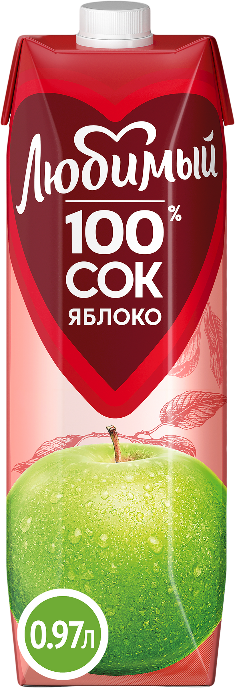 Изображение товара Натуральный яблочный сок ЛЮБИМЫЙ, 0.97л, без добавок, в тетра-пак Изображение товара Натуральный яблочный сок ЛЮБИМЫЙ, 0.97л, без добавок, в тетра-пак