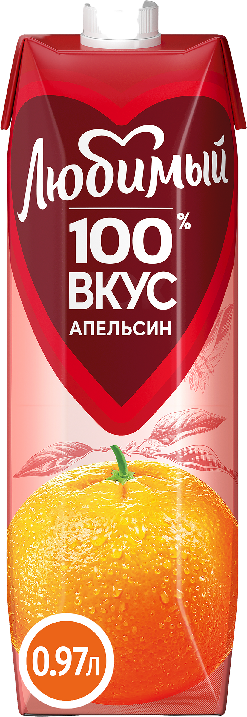 Изображение товара Нектар Апельсиновый ЛЮБИМЫЙ с мякотью 0.97л натуральный вкус