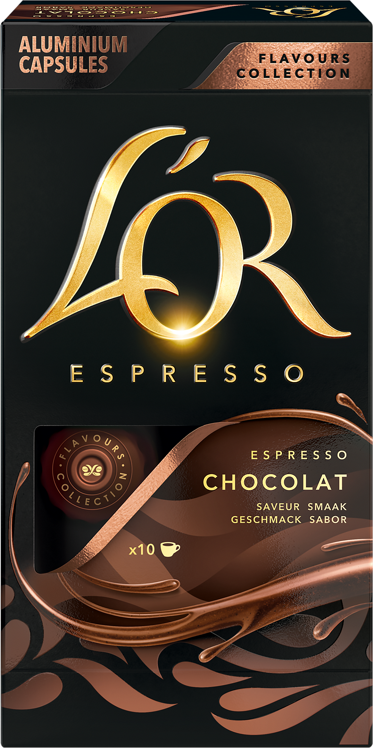 Изображение товара Кофе молотый в капсулах L'OR Espresso Chocolate с ароматом шоколада натуральный жареный, 10кап