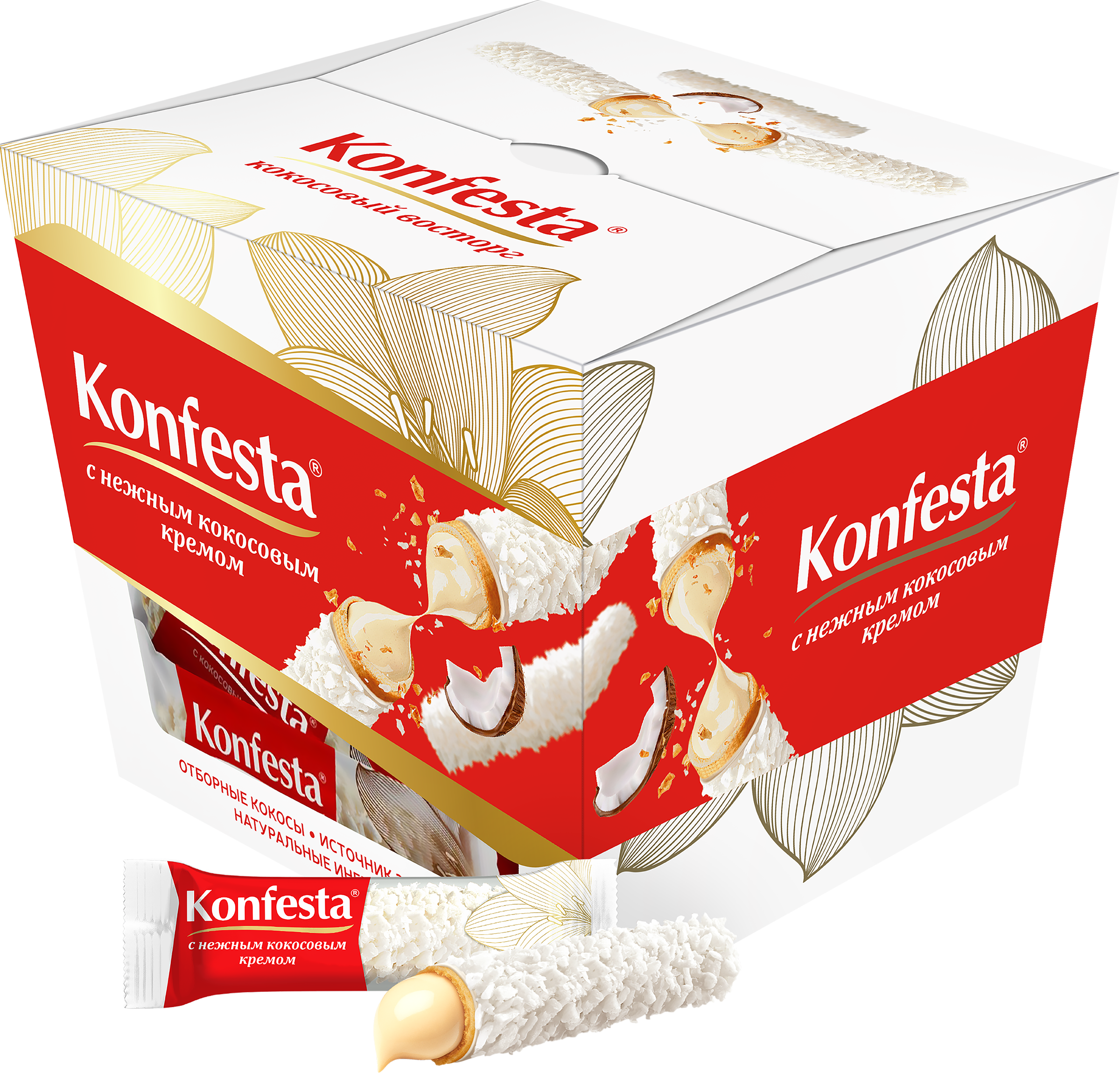 Изображение товара Конфеты KONFESTA с кокосовой начинкой в белой глазури, 150г Изображение товара Конфеты KONFESTA с кокосовой начинкой в белой глазури, 150г