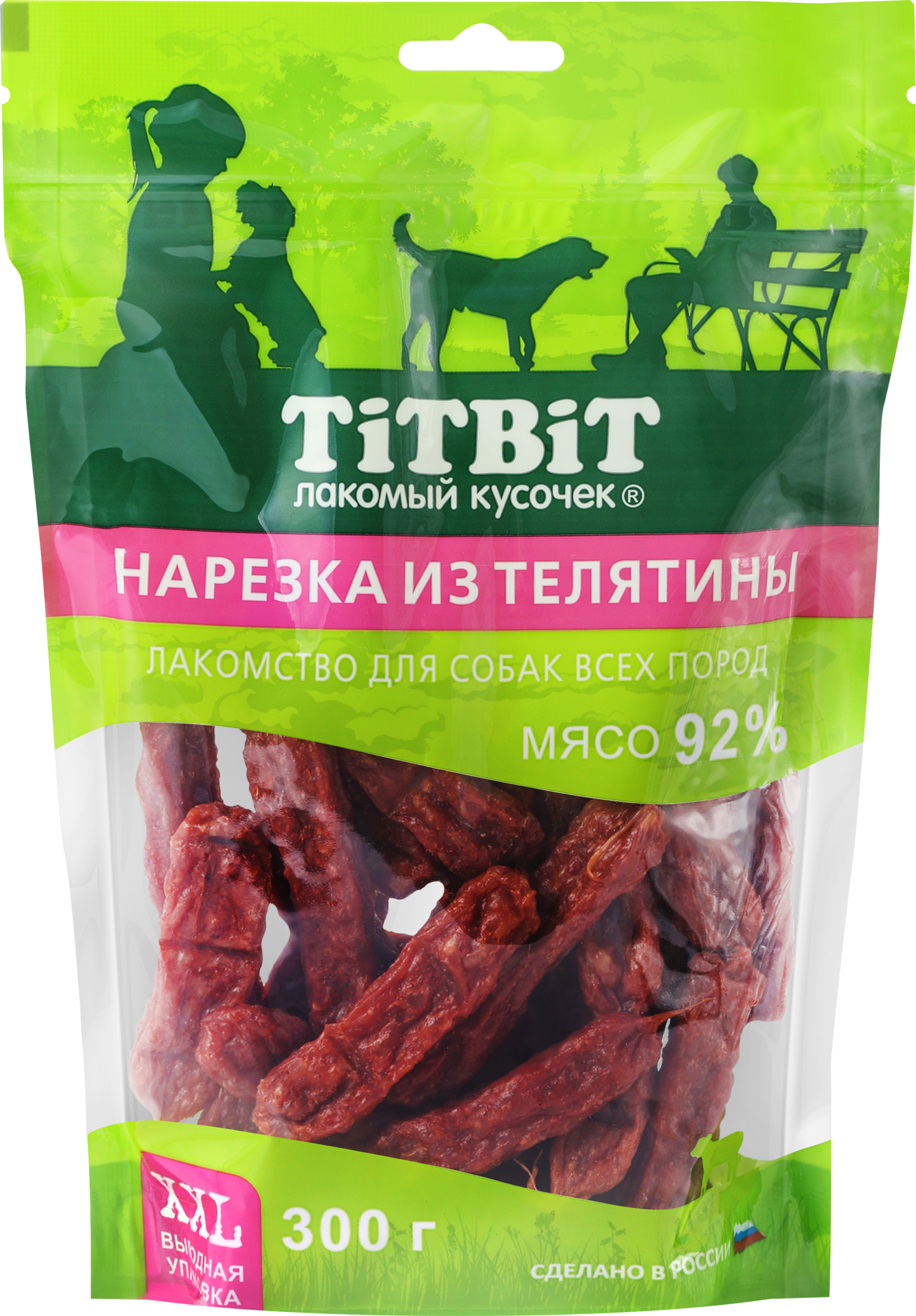 Изображение товара Лакомства для собак TITBIT XXL Нарезка из телятины 300г