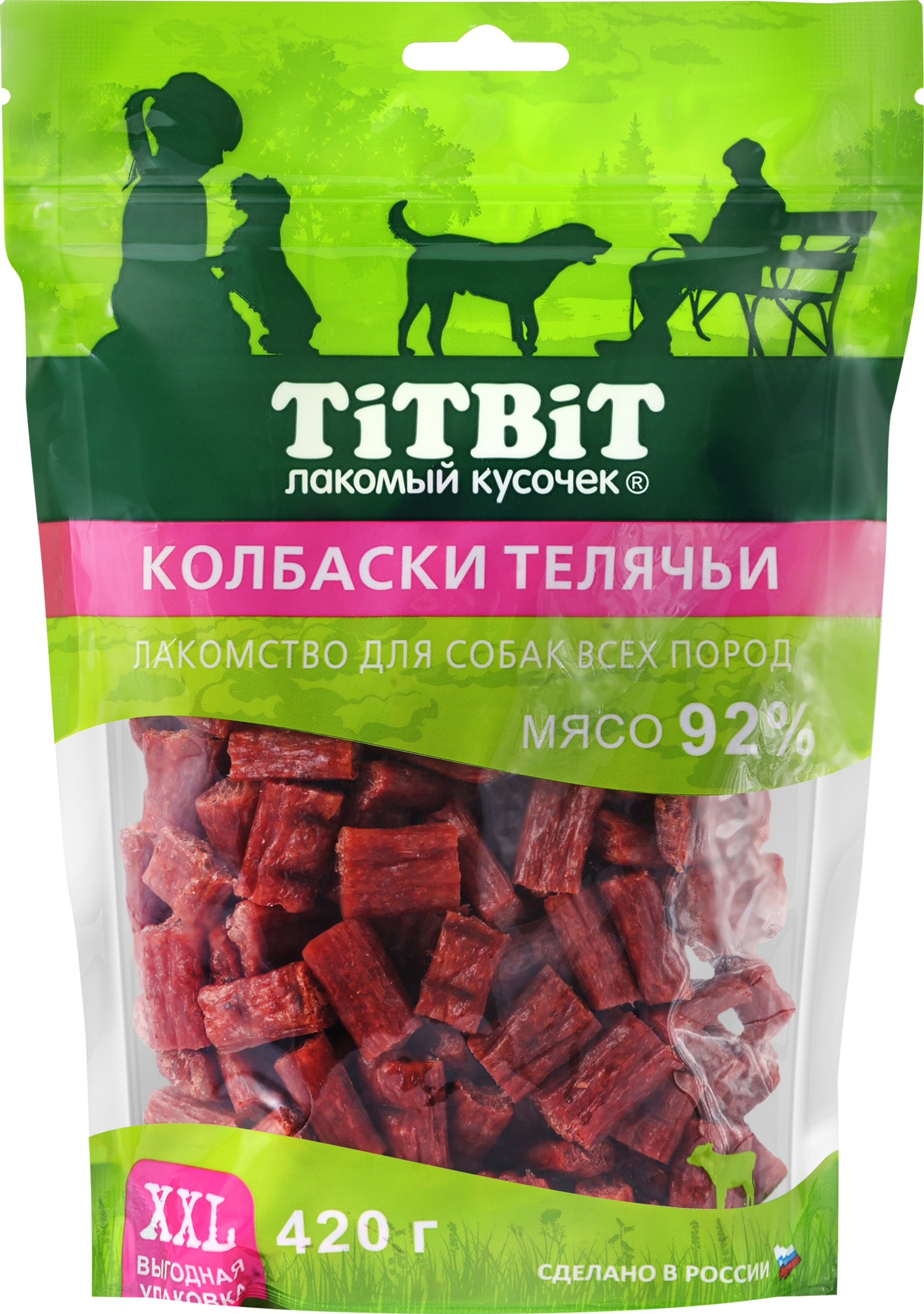 Изображение товара Лакомства для взрослых собак TITBIT XXL Телятинные колбаски 420г