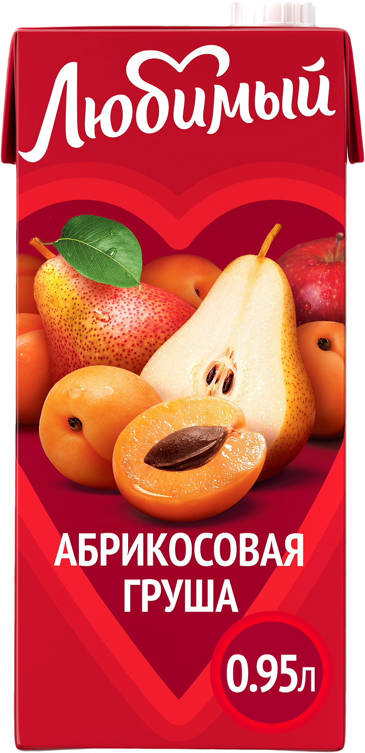 Изображение товара Напиток сокосодержащий ЛЮБИМЫЙ Абрикосовая груша 0.95л натуральный фруктовый напиток