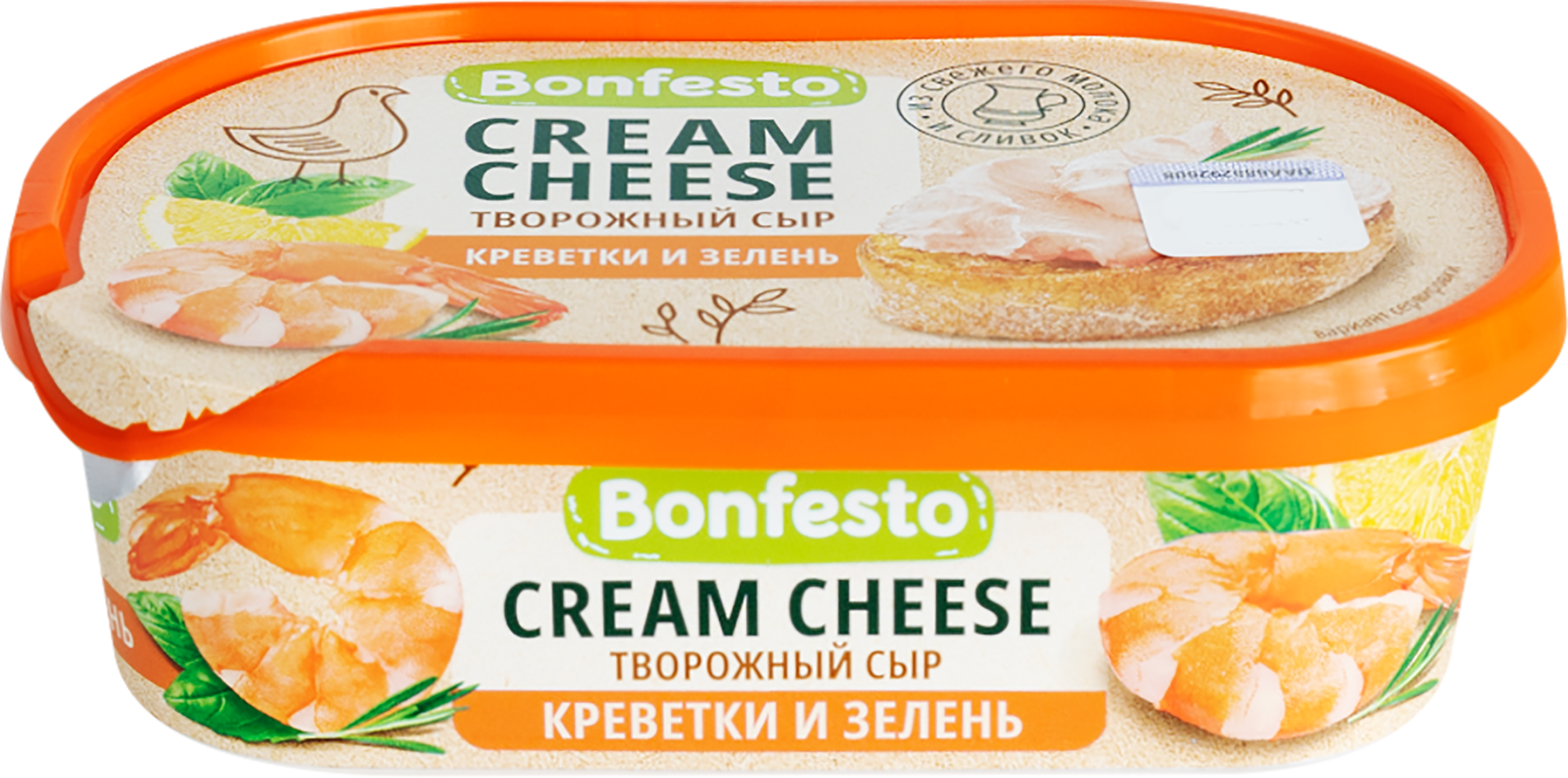 Изображение товара Сыр творожный BONFESTO Кремчиз с креветками и зеленью 65% 140г Изображение товара Сыр творожный BONFESTO Кремчиз с креветками и зеленью 65% 140г
