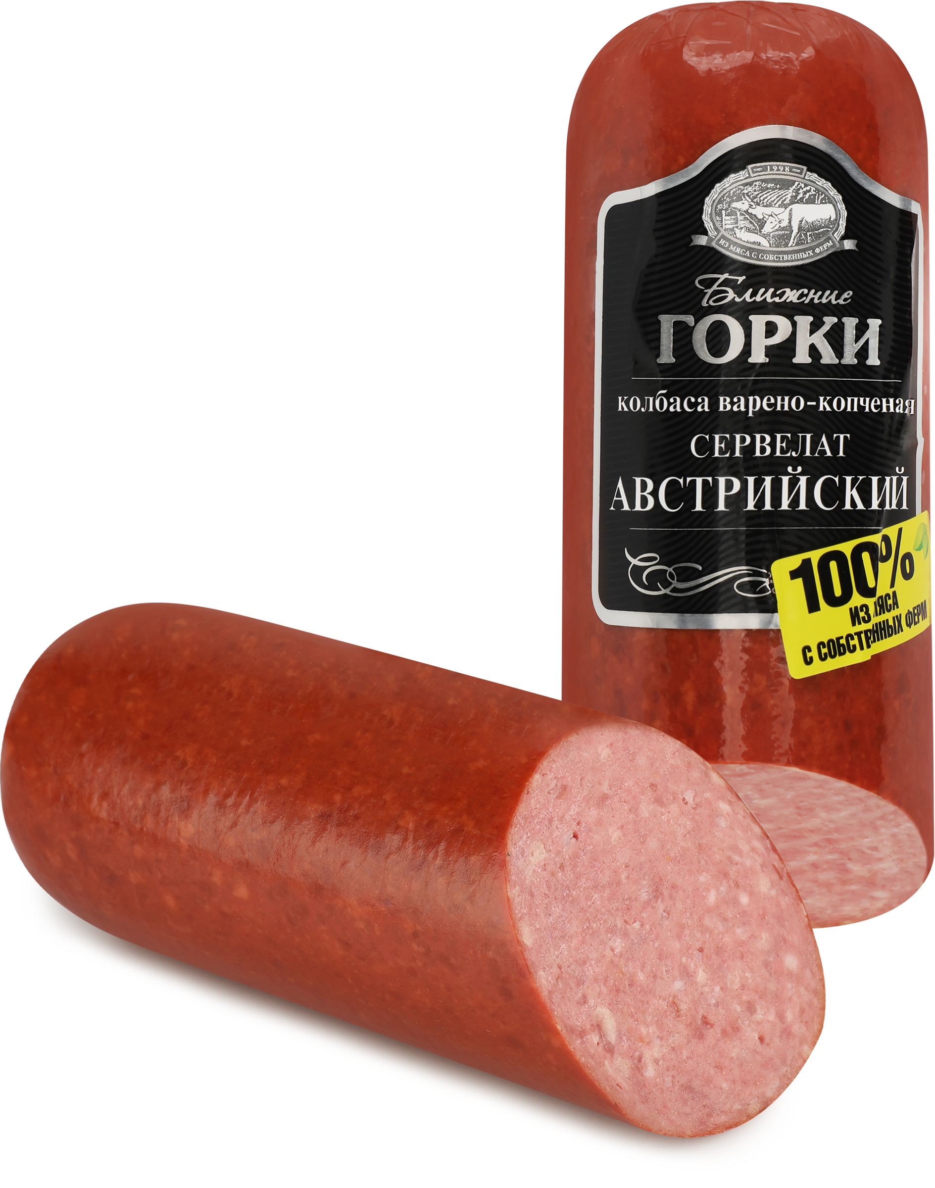 Изображение товара Колбаса варено-копченая БЛИЖНИЕ ГОРКИ Сервелат Австрийский 330г