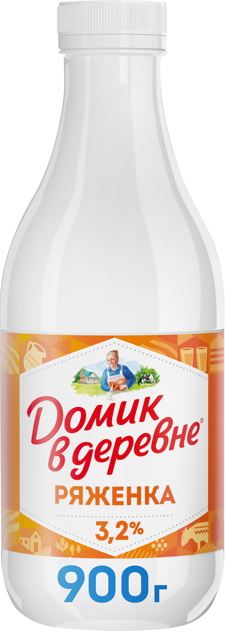 Изображение товара Ряженка ДОМИК В ДЕРЕВНЕ 3,2% натуральный кисломолочный напиток 900 г