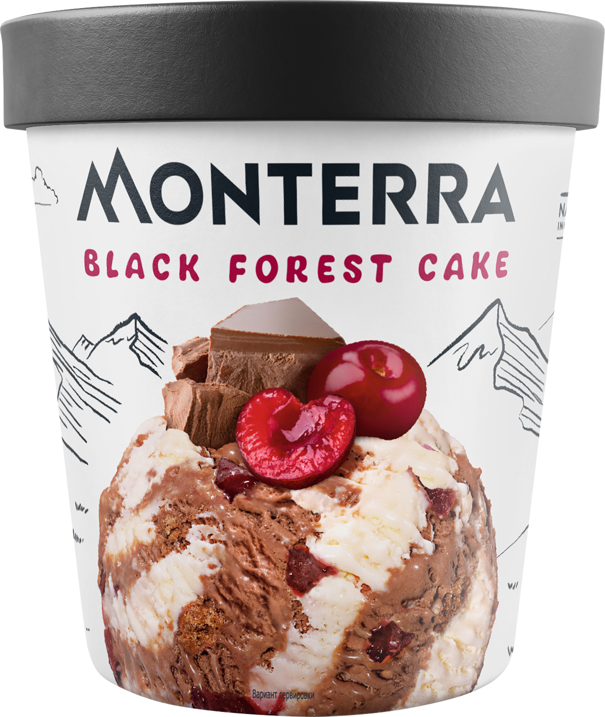 Изображение товара Мороженое MONTERRA Шоколадно-вишневый торт 10,4%, без змж, картонный стакан, 300г Изображение товара Мороженое MONTERRA Шоколадно-вишневый торт 10,4%, без змж, картонный стакан, 300г