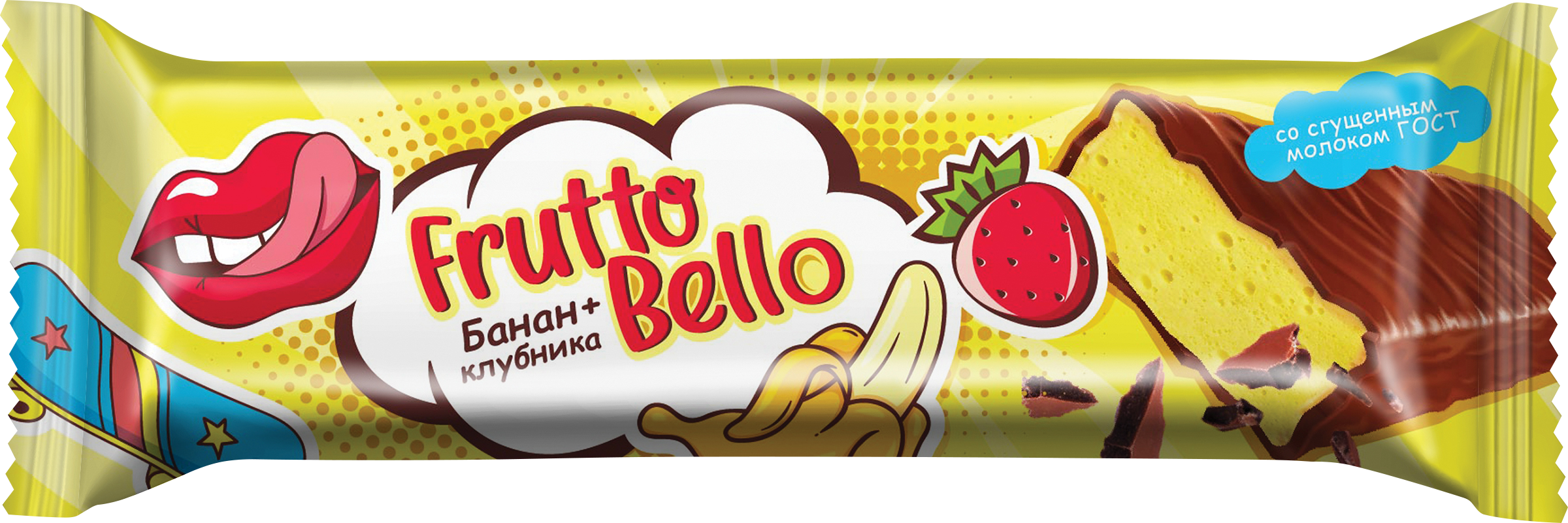 Изображение товара Батончик шоколадный FRUTTOBELLO суфле клубника-банан, 35г Изображение товара Батончик шоколадный FRUTTOBELLO суфле клубника-банан, 35г