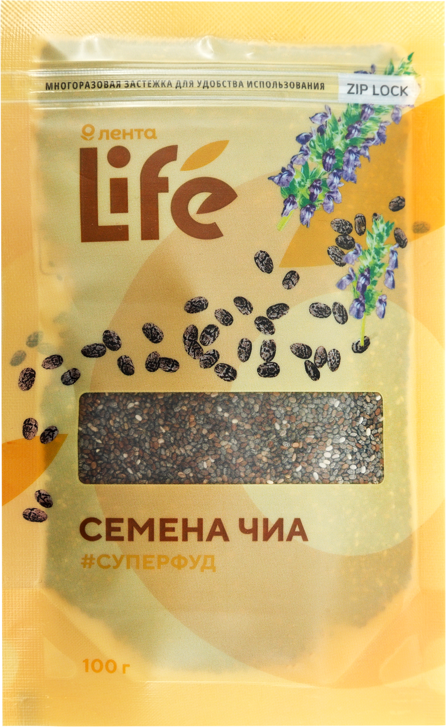 Изображение товара Семена чиа ЛЕНТА LIFE 100г - натуральный источник белка и омега жирных кислот Изображение товара Семена чиа ЛЕНТА LIFE 100г - натуральный источник белка и омега жирных кислот