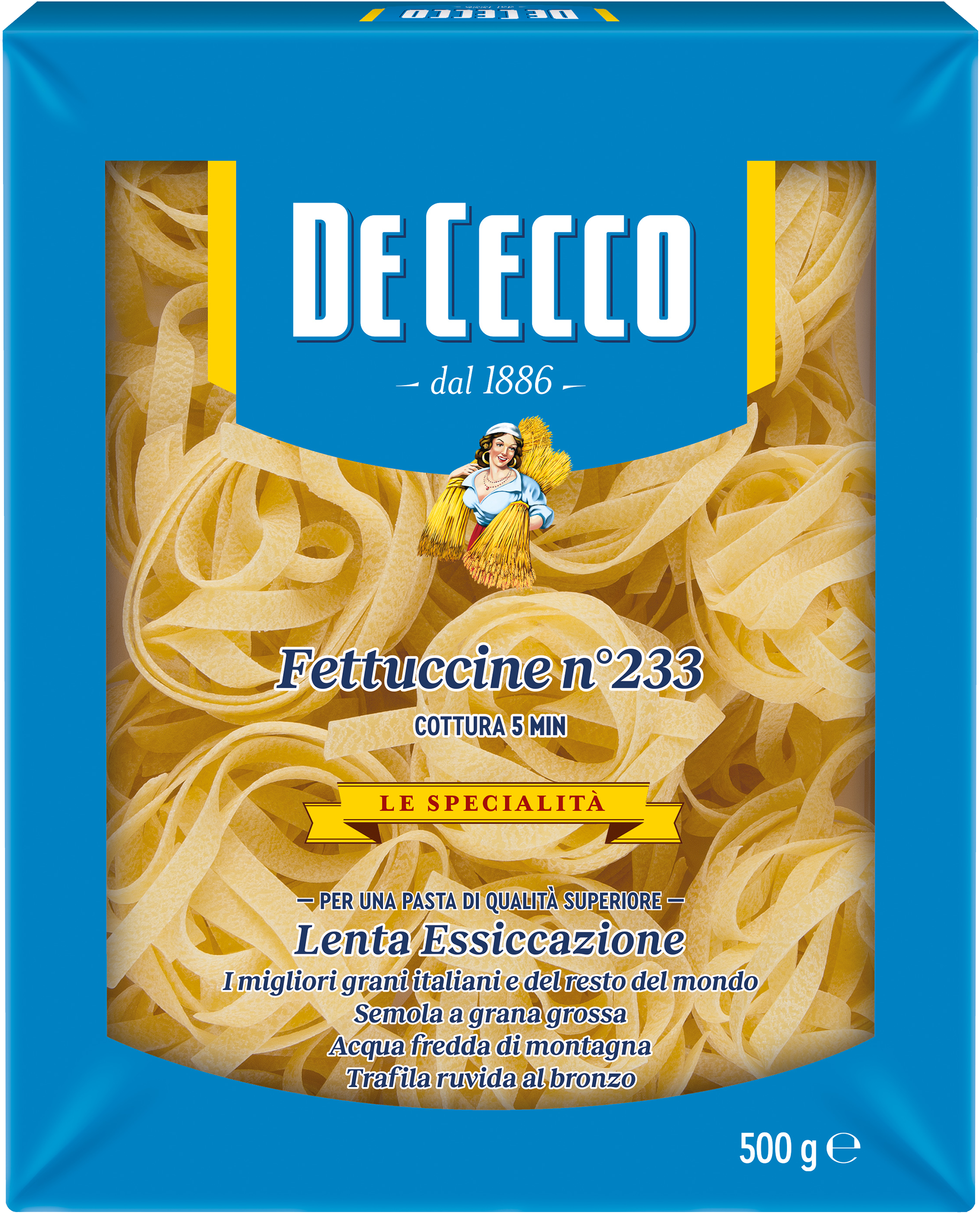Изображение товара Макароны DE CECCO Феттуччини No233 500г - итальянские паста для основных блюд