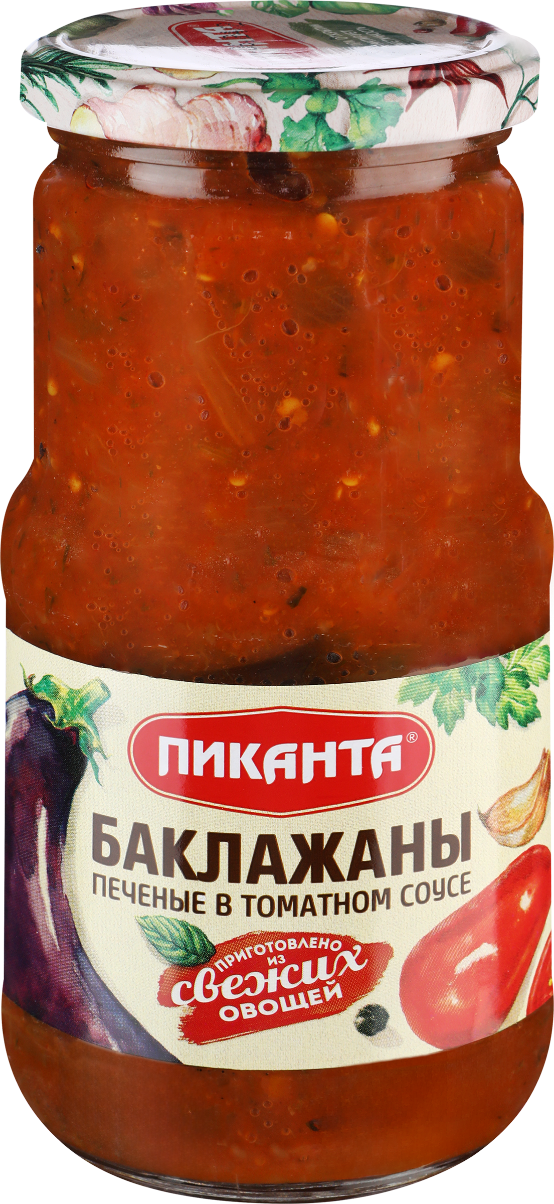 Изображение товара Баклажаны печеные ПИКАНТА в томатном соусе 450г - консервированные овощи Изображение товара Баклажаны печеные ПИКАНТА в томатном соусе 450г - консервированные овощи