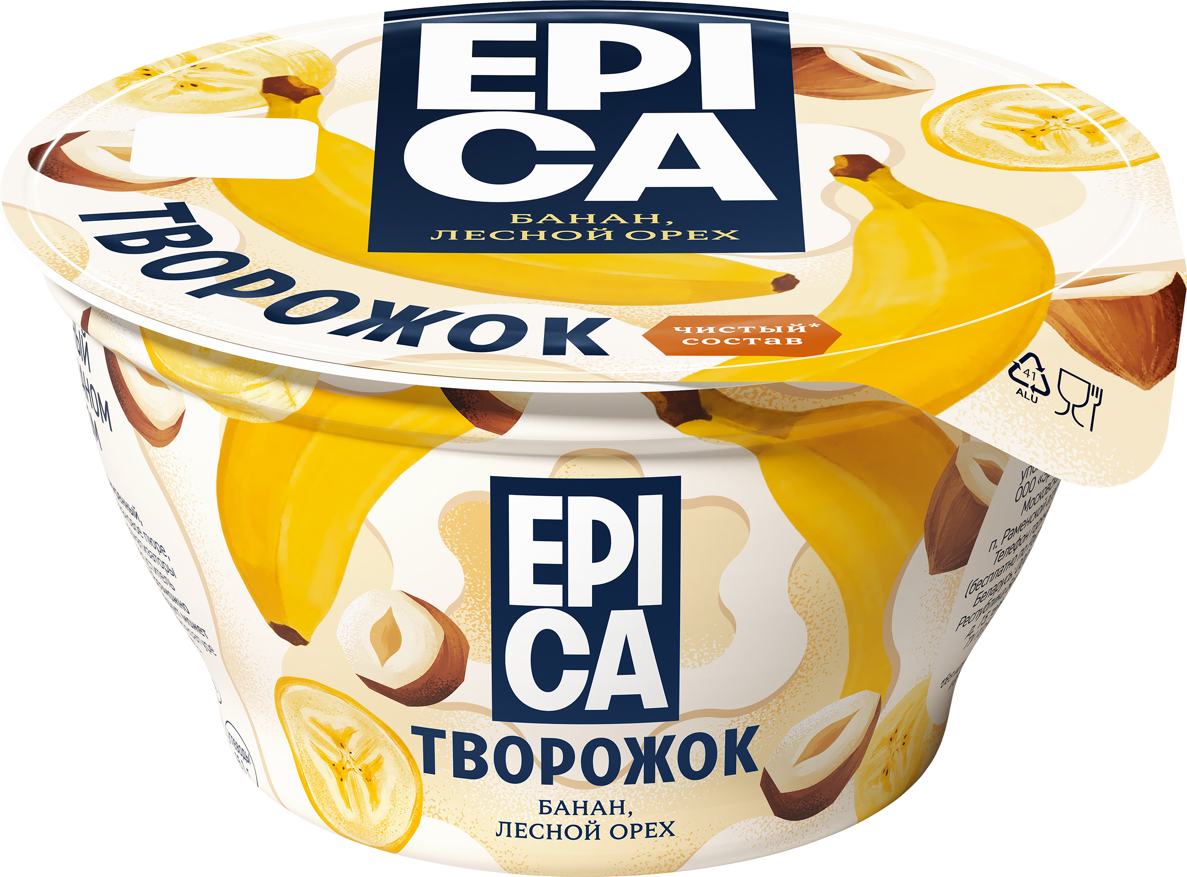 Изображение товара Десерт творожный EPICA Банан-лесной орех 7,6%, без змж, 130г